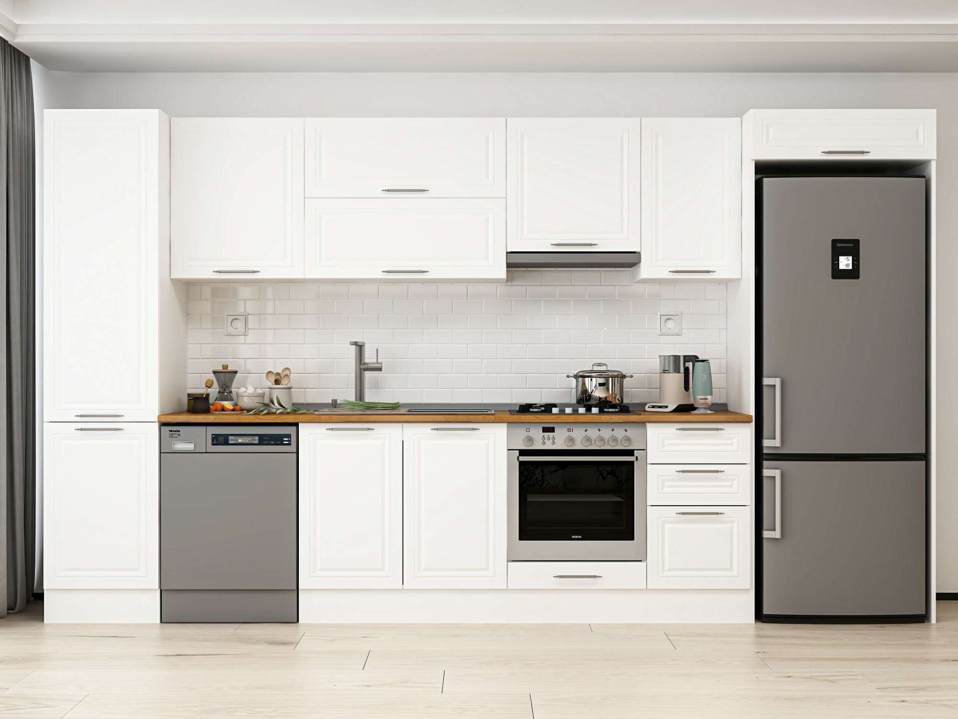 Alvinka 375X222 Cm Klasik Mebran Mutfak Dolabı Mbb-E80B50S45-1