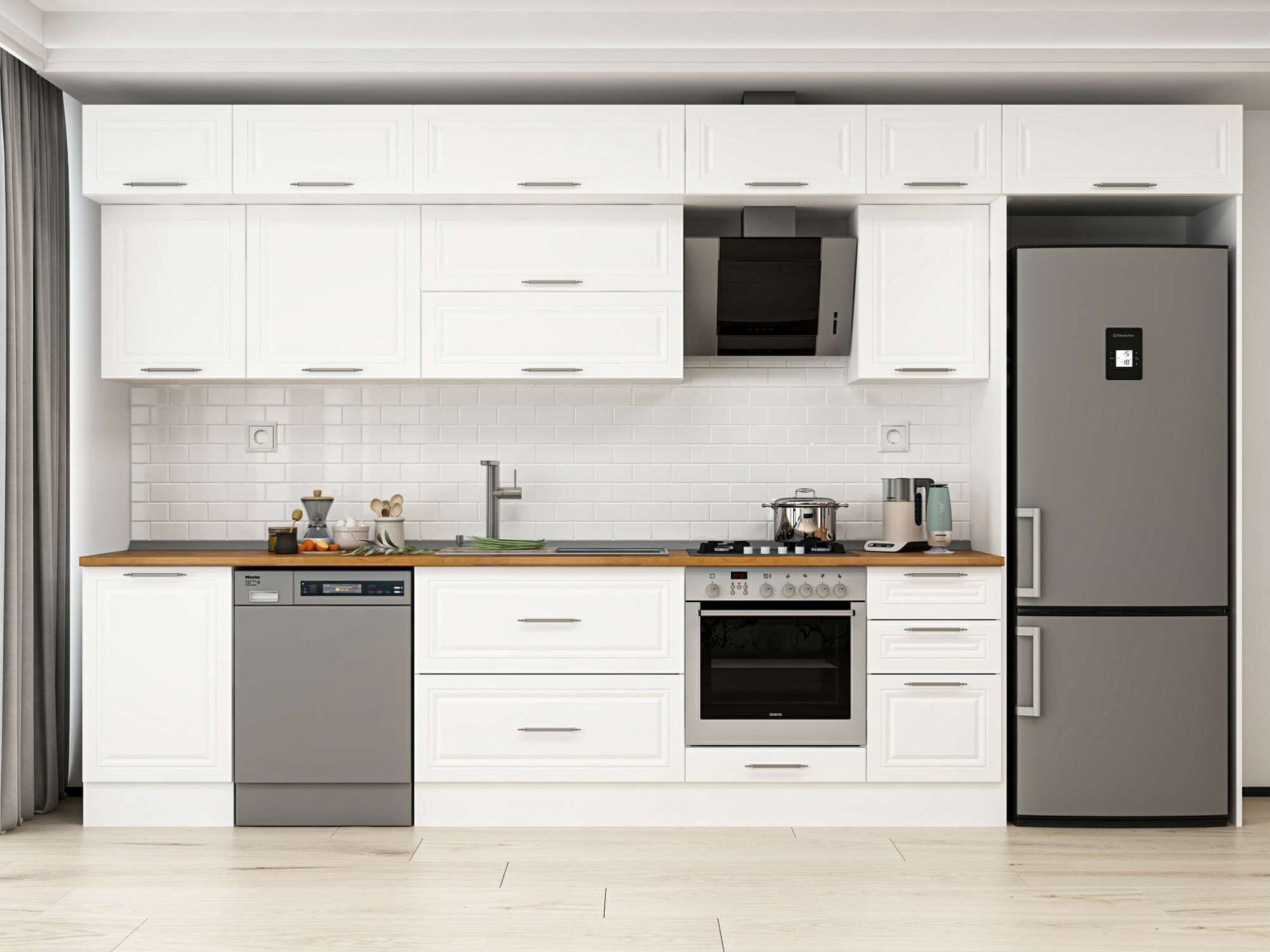 Alvinka 375X240 Cm Klasik Mebran Mutfak Dolabı Mb-E80S50S45-2