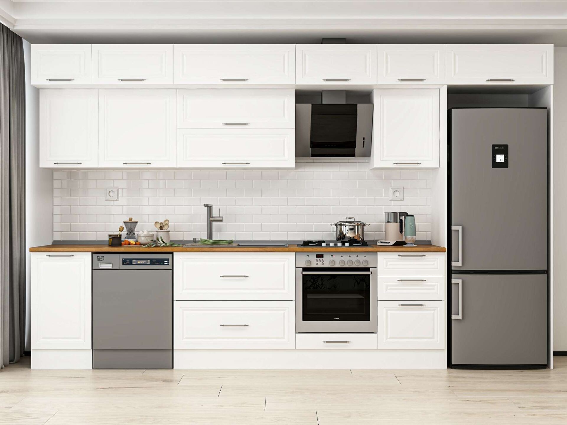 Alvinka 375X240 Cm Klasik Mebran Mutfak Dolabı Mb-E80S45S50-2