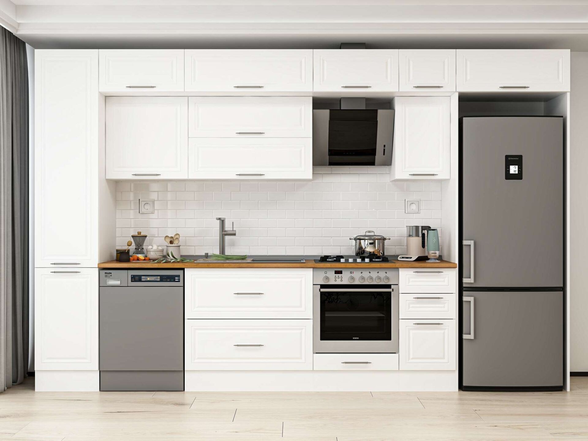 Alvinka 375X240 Cm Klasik Mebran Mutfak Dolabı Mbb-E90B45S40-2