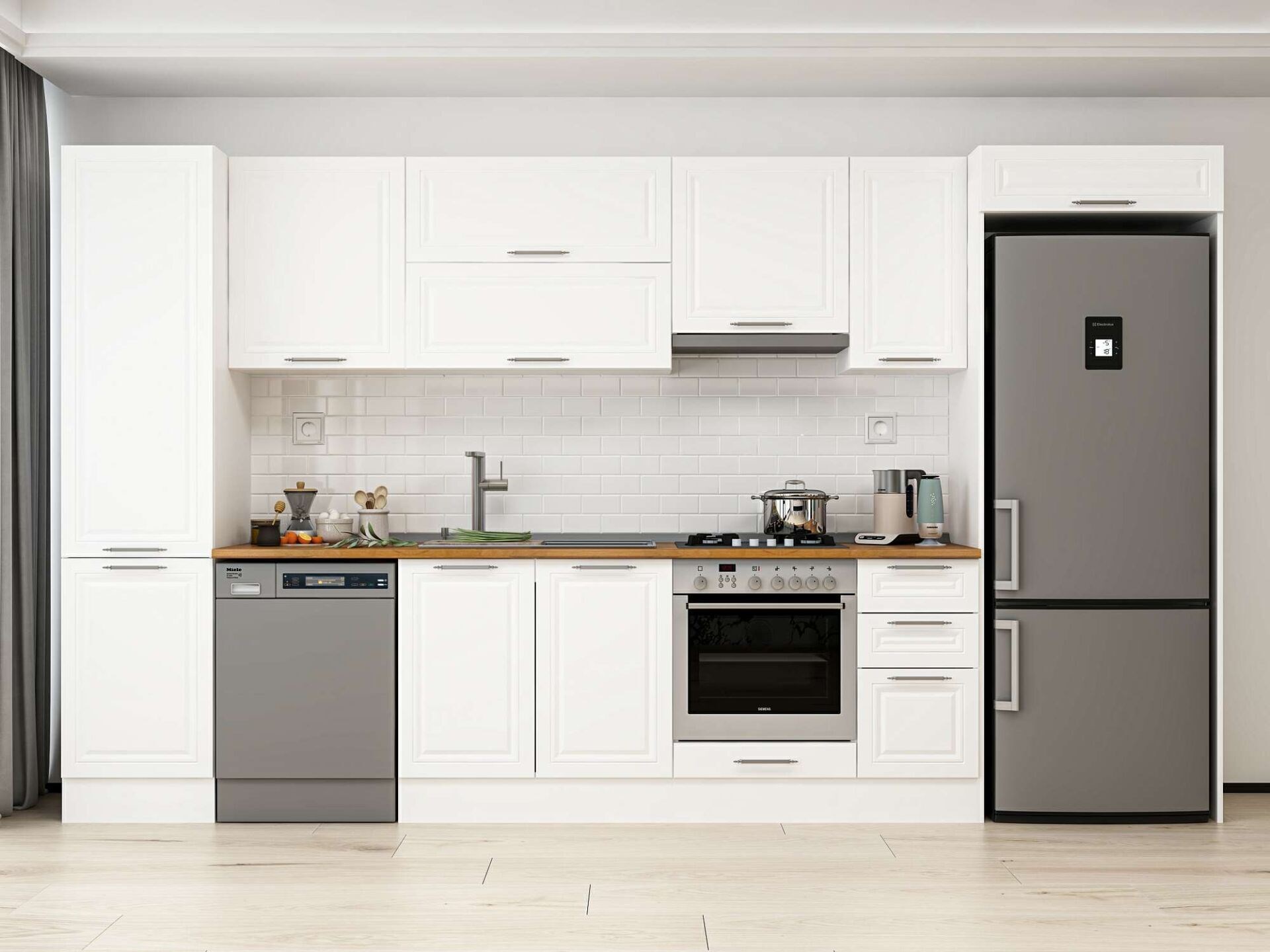 Alvinka 380X222 Cm Klasik Mebran Mutfak Dolabı Mbb-E90B50S40-1