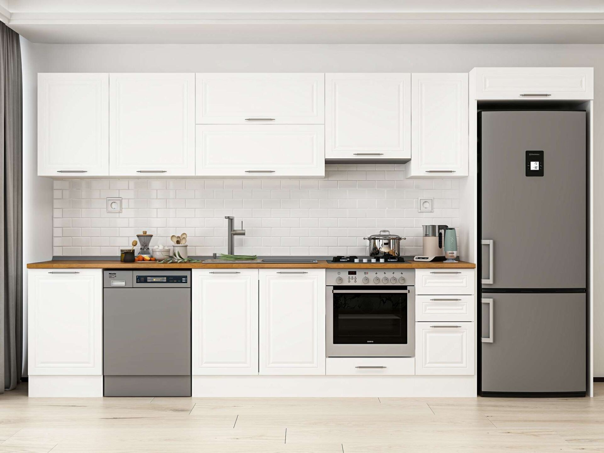Alvinka 380X222 Cm Klasik Mebran Mutfak Dolabı Mb-E90S50S40-1