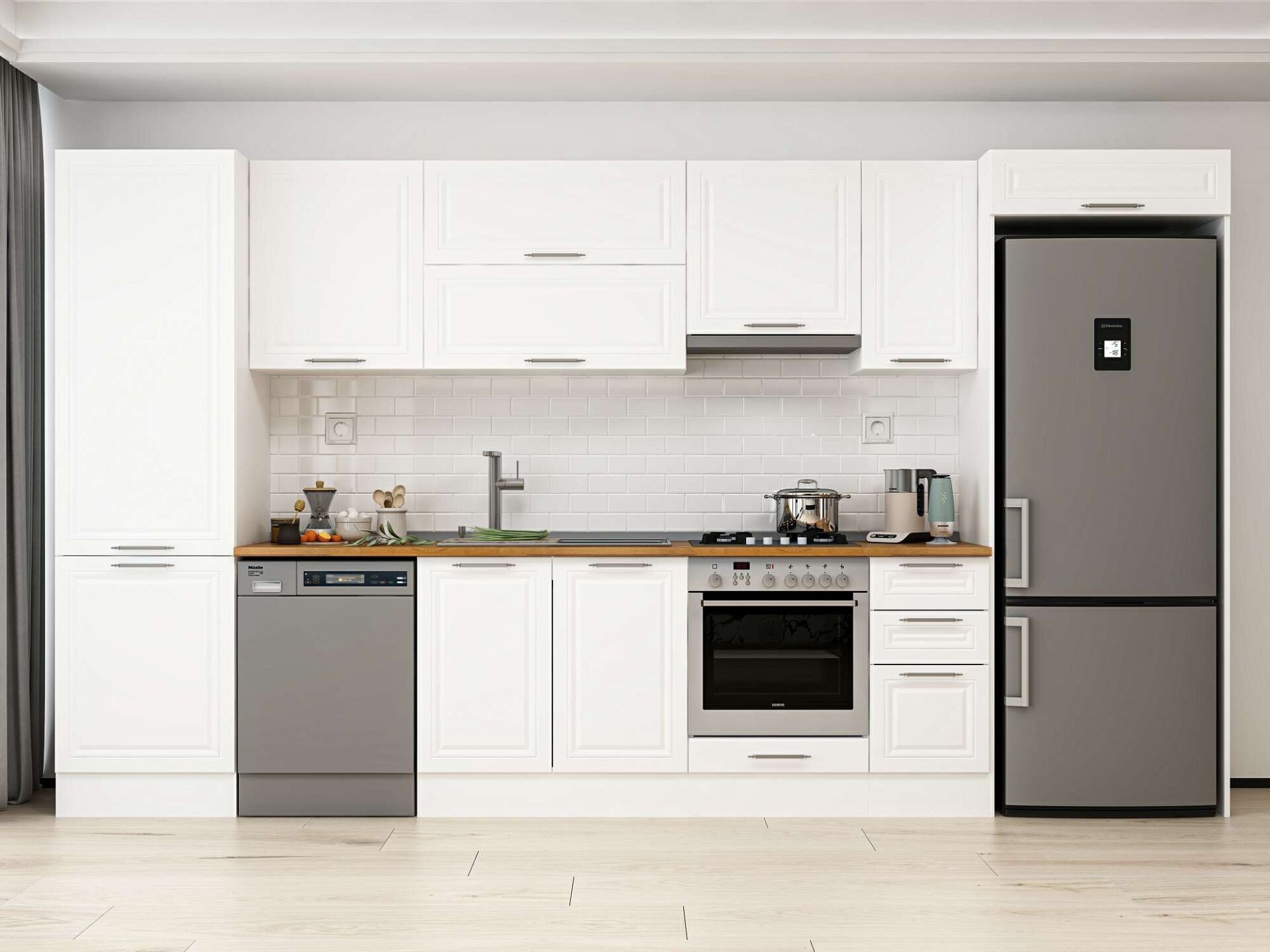 Alvinka 380X222 Cm Klasik Mebran Mutfak Dolabı Mbb-E80B60S40-1