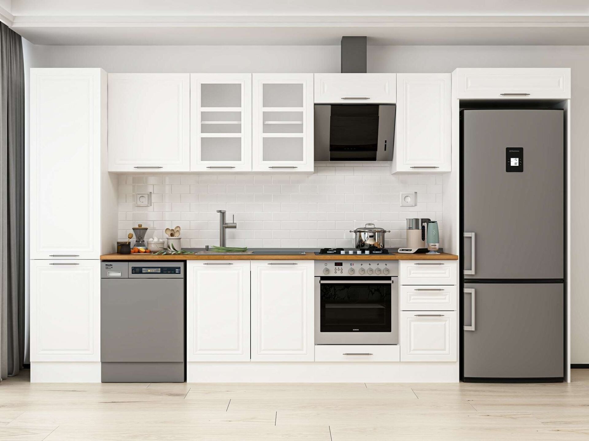 Alvinka 380X222 Cm Klasik Mebran Mutfak Dolabı Mbb-E90B50S40-3