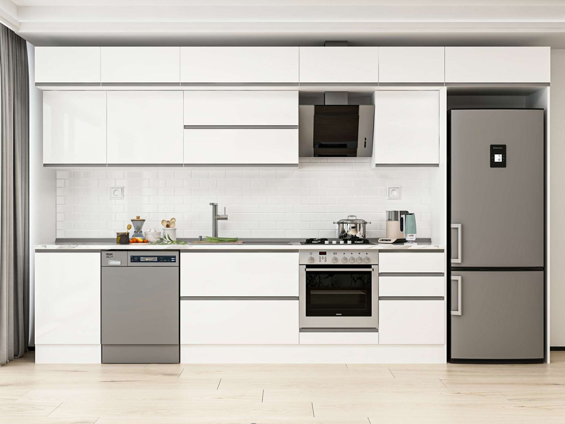 Alvinka 380X240 Cm High Gloss Mutfak Dolabı Mb-E80S50S50-2