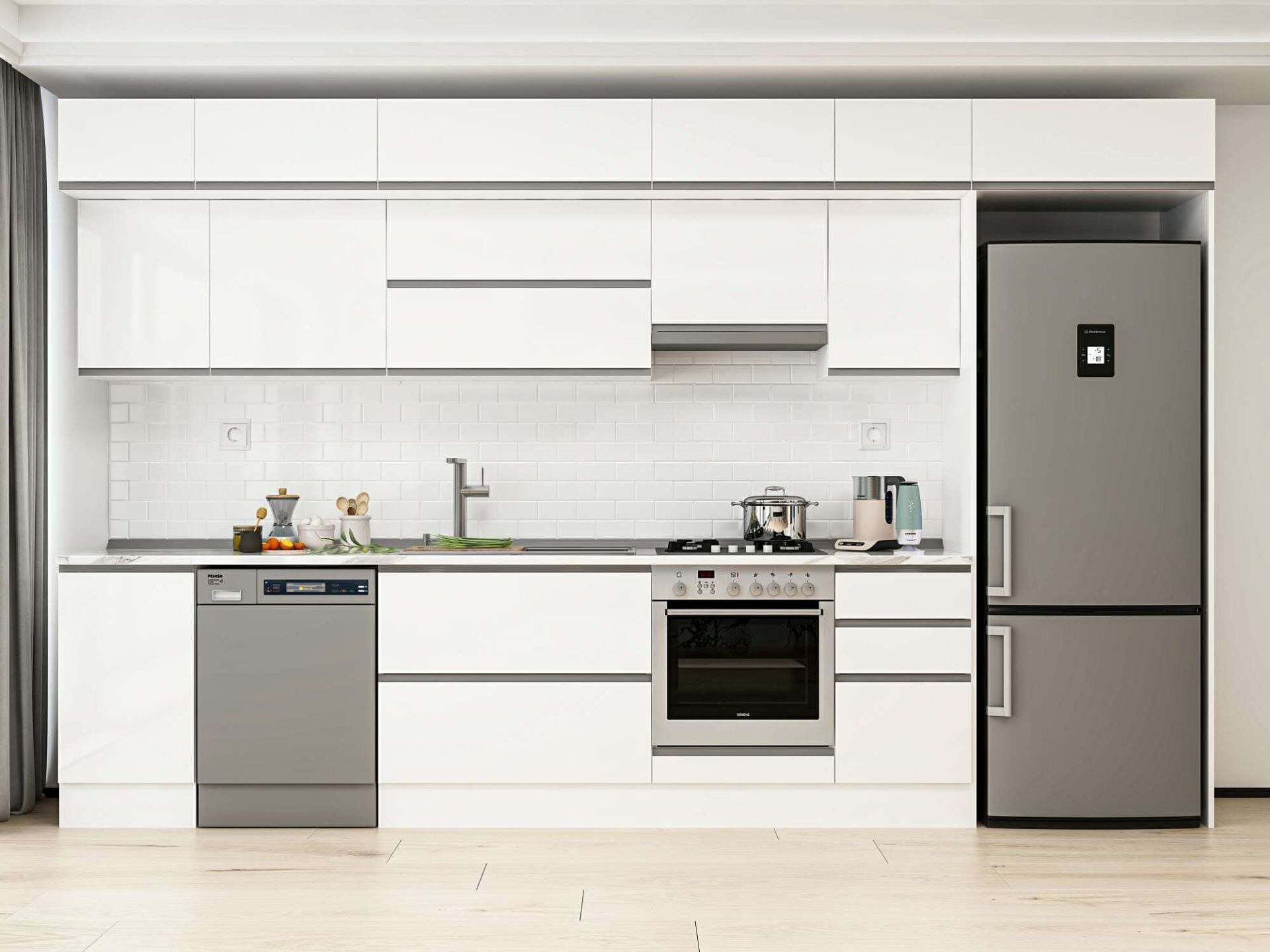 Alvinka 380X240 Cm High Gloss Mutfak Dolabı Mb-E90S45S45-1