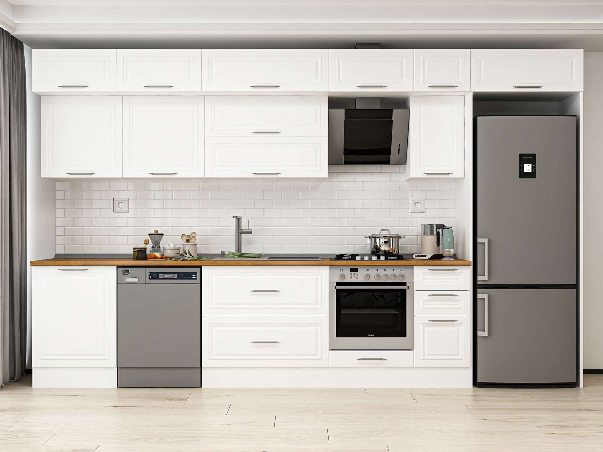 Alvinka 380X240 Cm Klasik Mebran Mutfak Dolabı Mb-E80S60S40-2