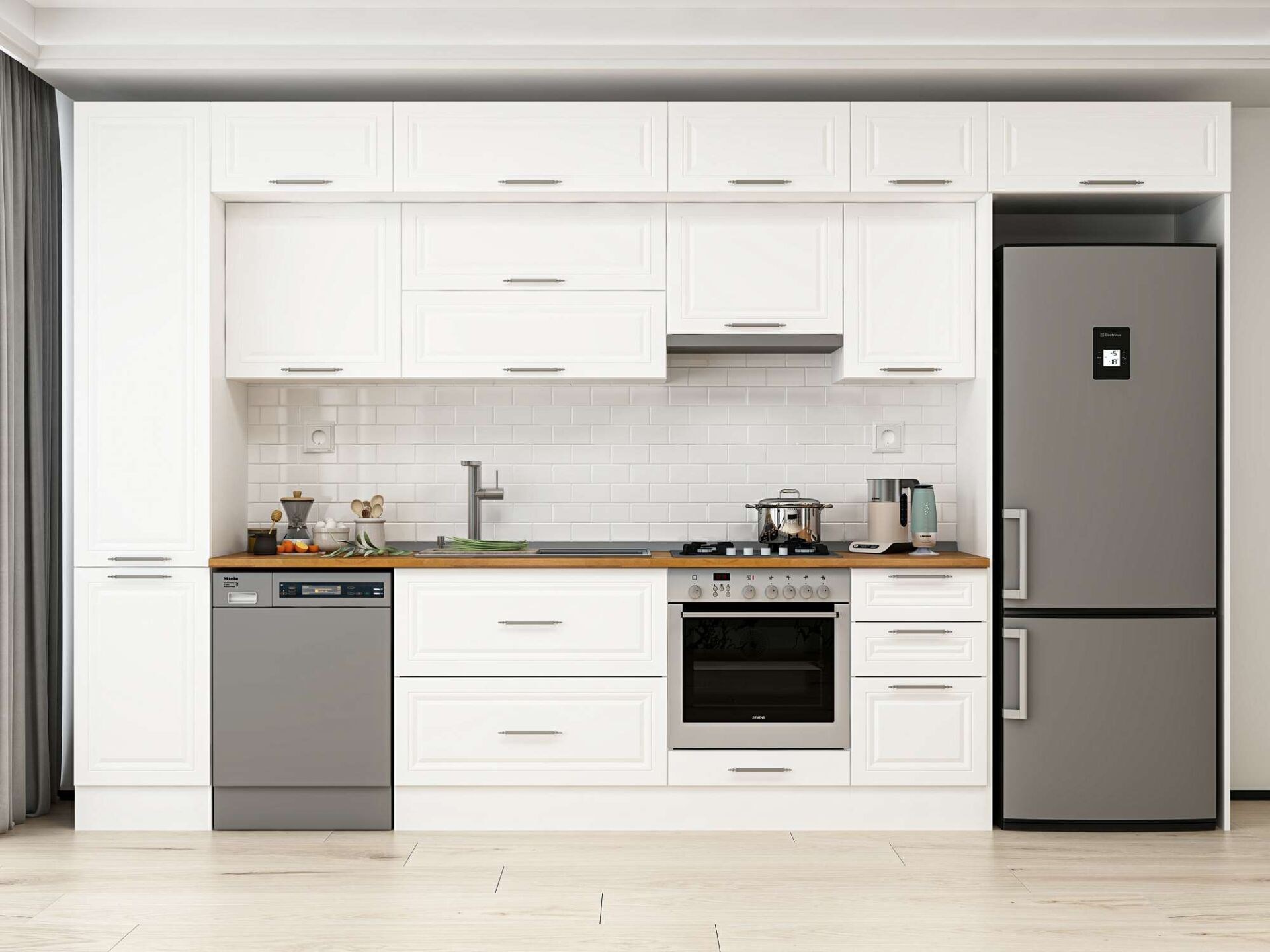 Alvinka 380X240 Cm Klasik Mebran Mutfak Dolabı Mbb-E90B45S45-1