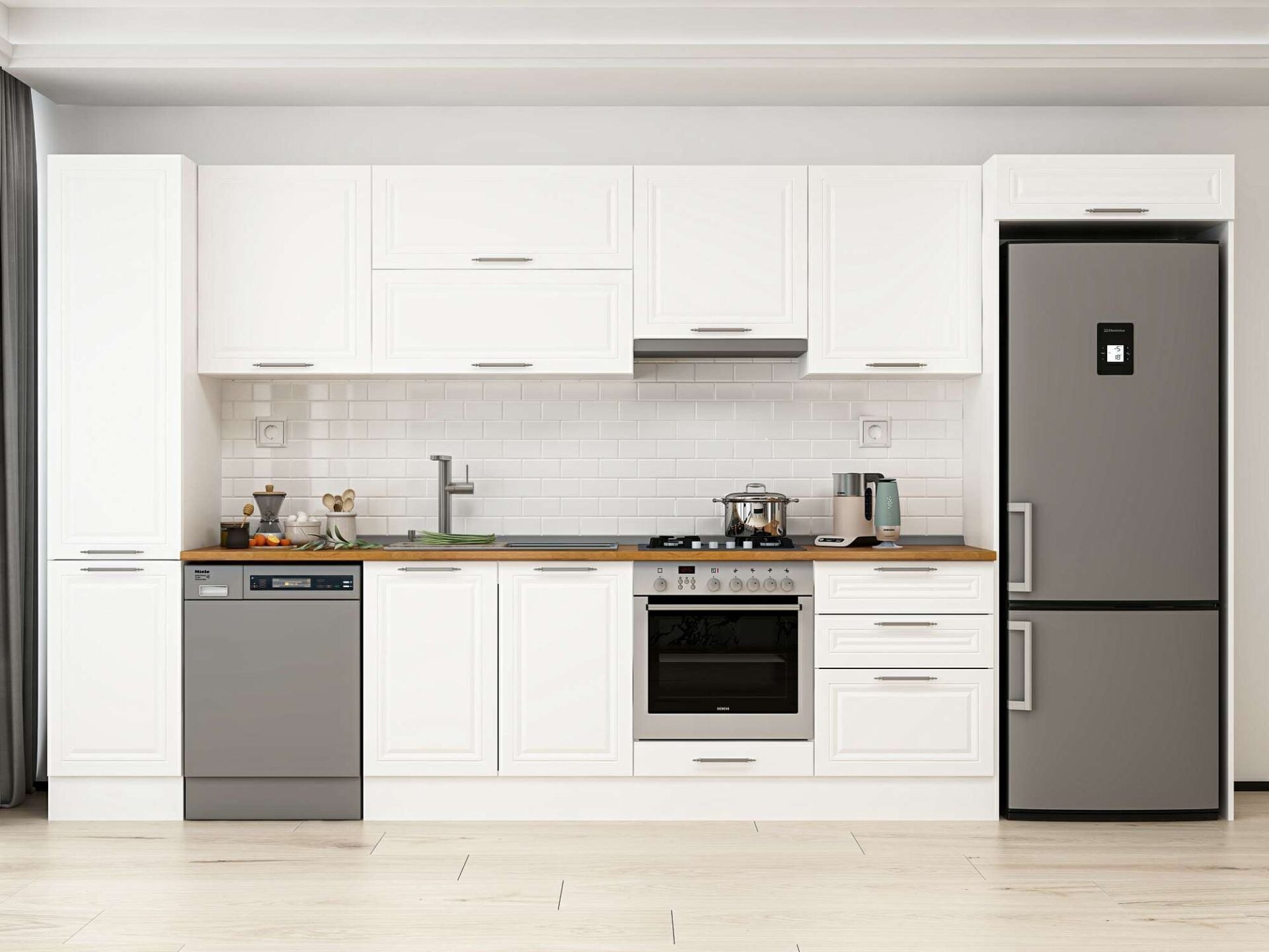 Alvinka 385X222 Cm Klasik Mebran Mutfak Dolabı Mbb-E80B45S60-1