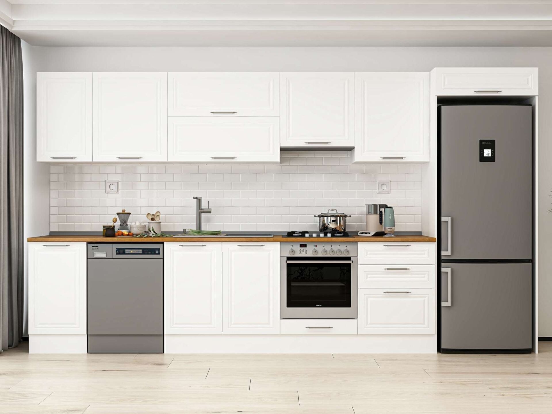 Alvinka 385X222 Cm Klasik Mebran Mutfak Dolabı Mb-E80S45S60-1
