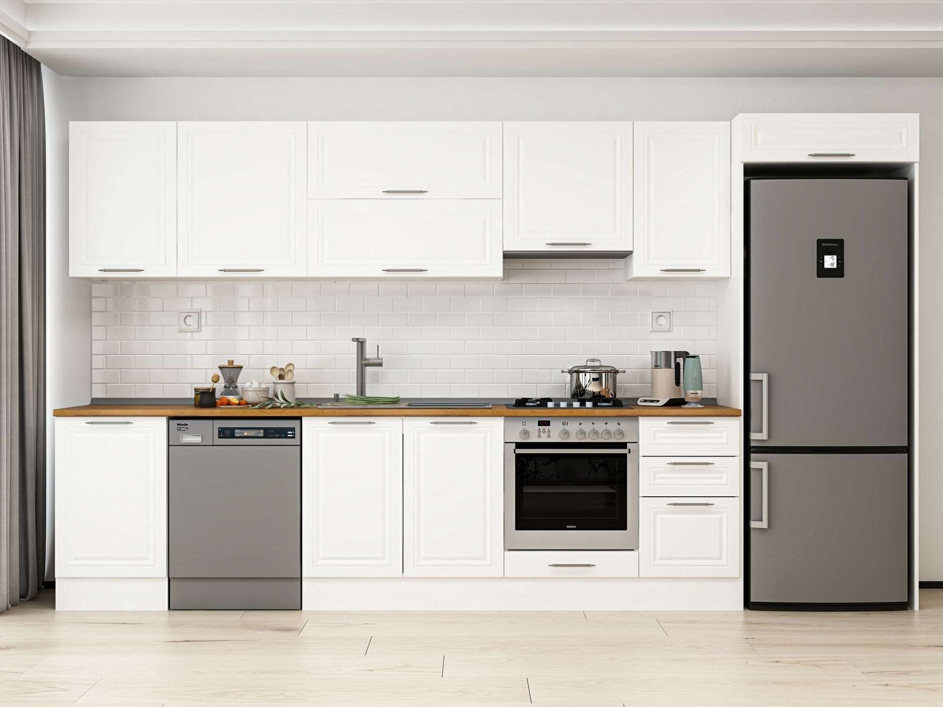 Alvinka 385X222 Cm Klasik Mebran Mutfak Dolabı Mb-E90S50S45-1