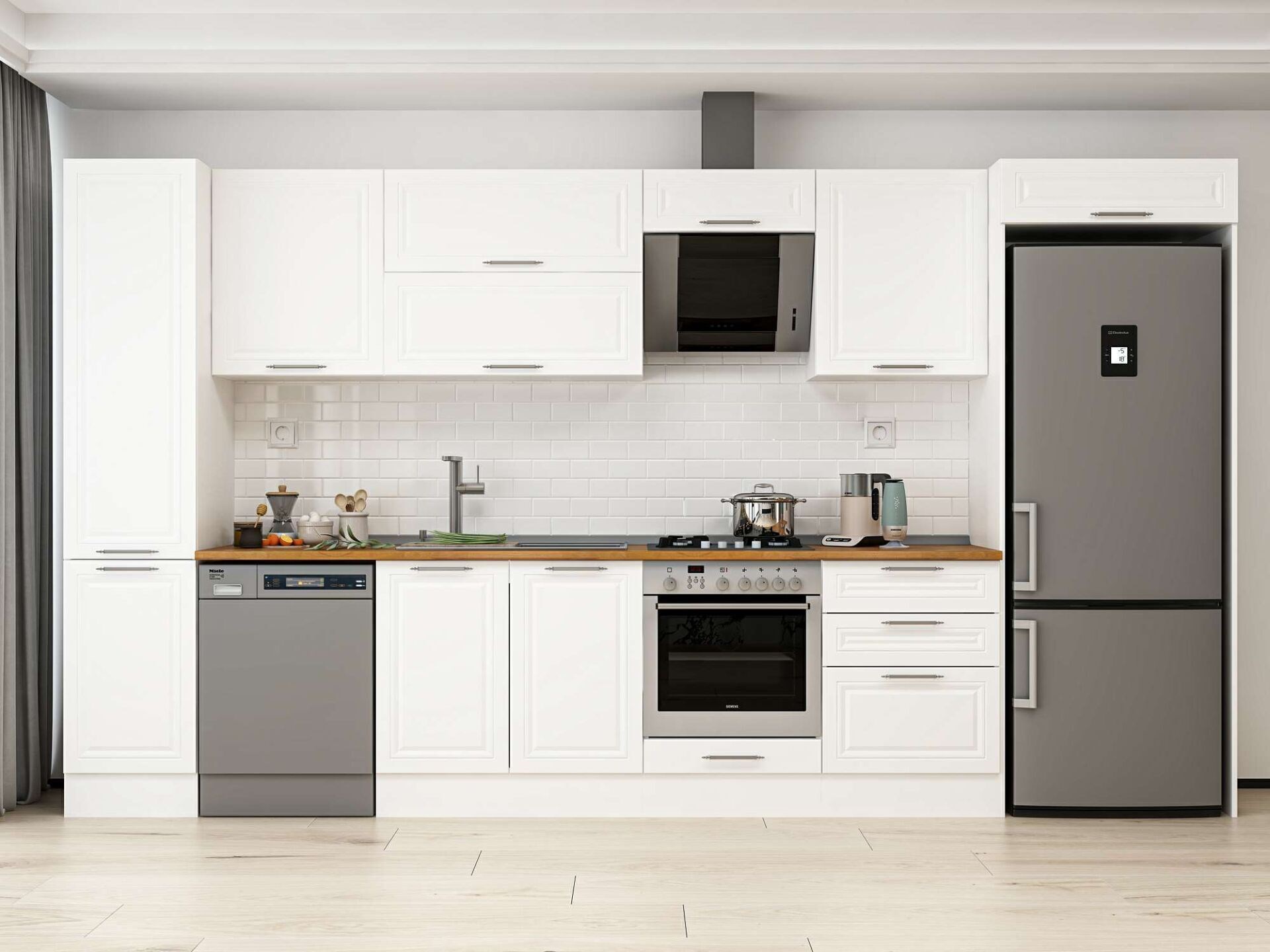 Alvinka 385X222 Cm Klasik Mebran Mutfak Dolabı Mbb-E80B45S60-2