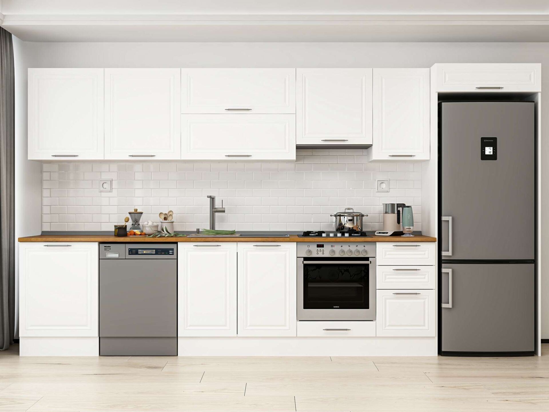 Alvinka 385X222 Cm Klasik Mebran Mutfak Dolabı Mb-E80S60S45-1