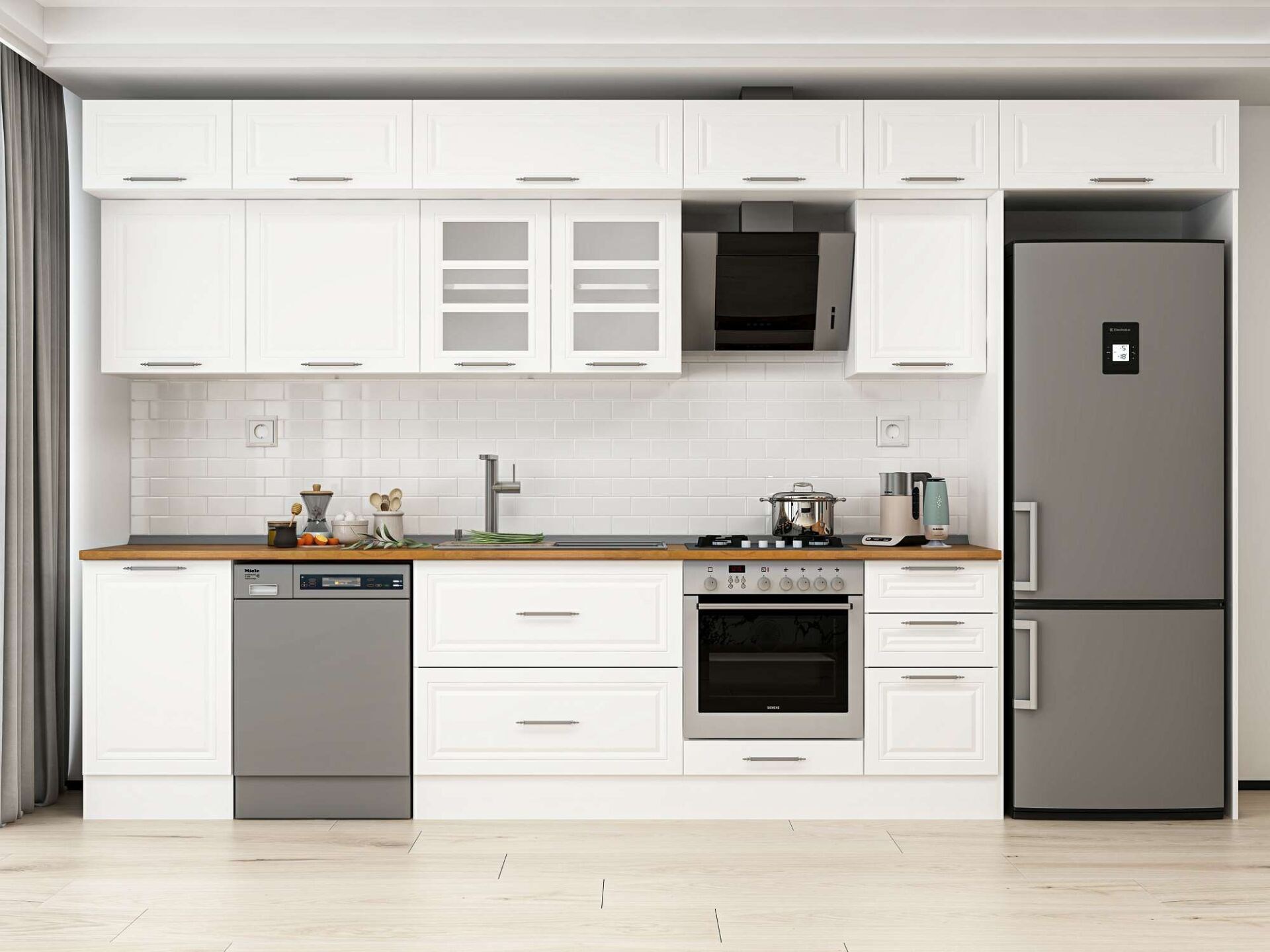 Alvinka 385X240 Cm Klasik Mebran Mutfak Dolabı Mb-E90S50S45-3