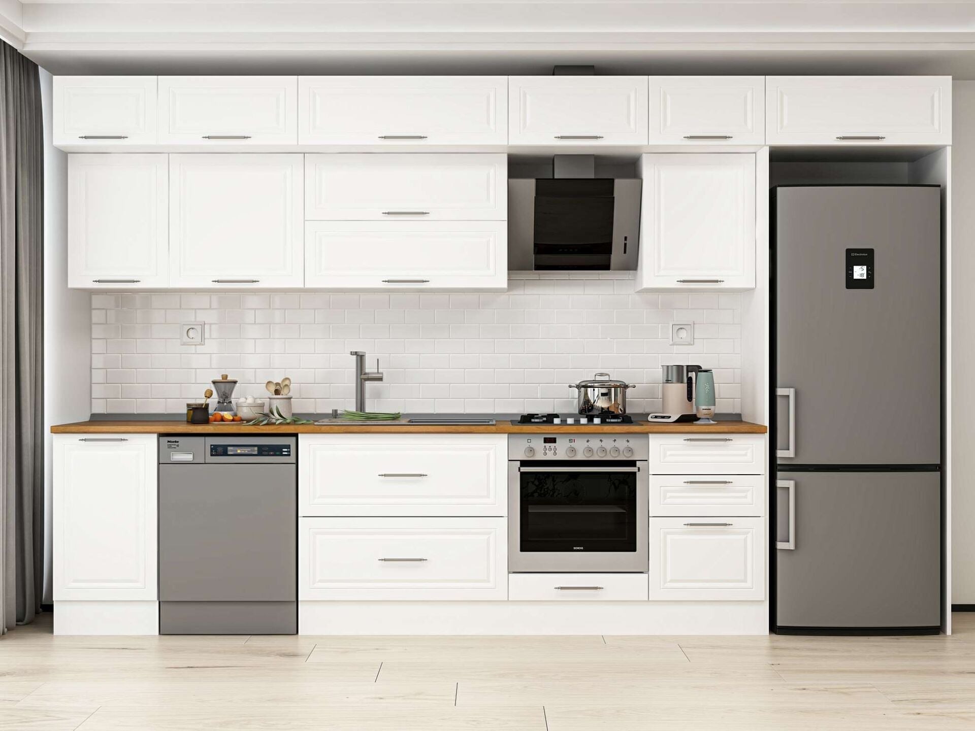 Alvinka 385X240 Cm Klasik Mebran Mutfak Dolabı Mb-E90S45S50-2