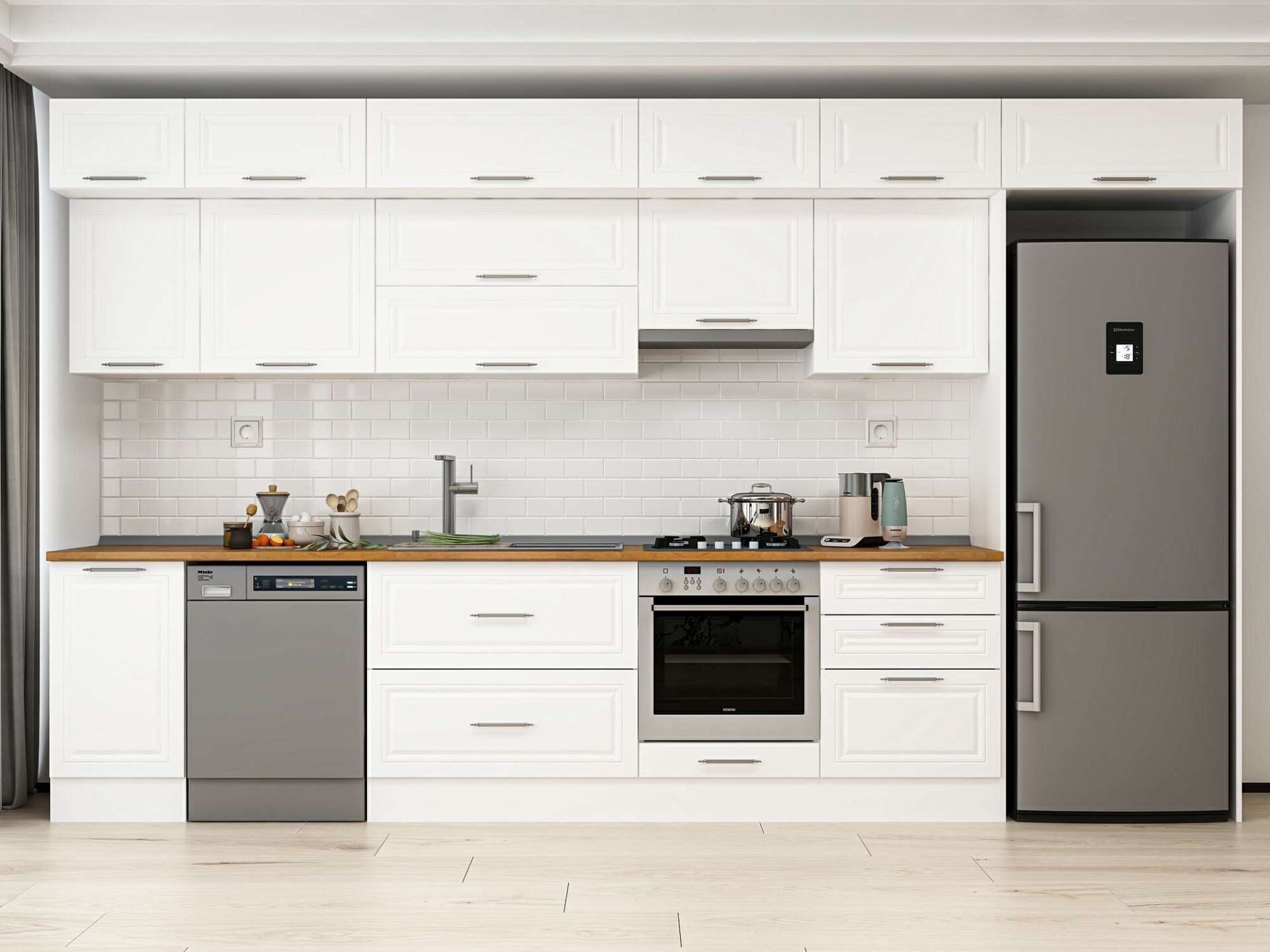 Alvinka 385X240 Cm Klasik Mebran Mutfak Dolabı Mb-E80S45S60-1
