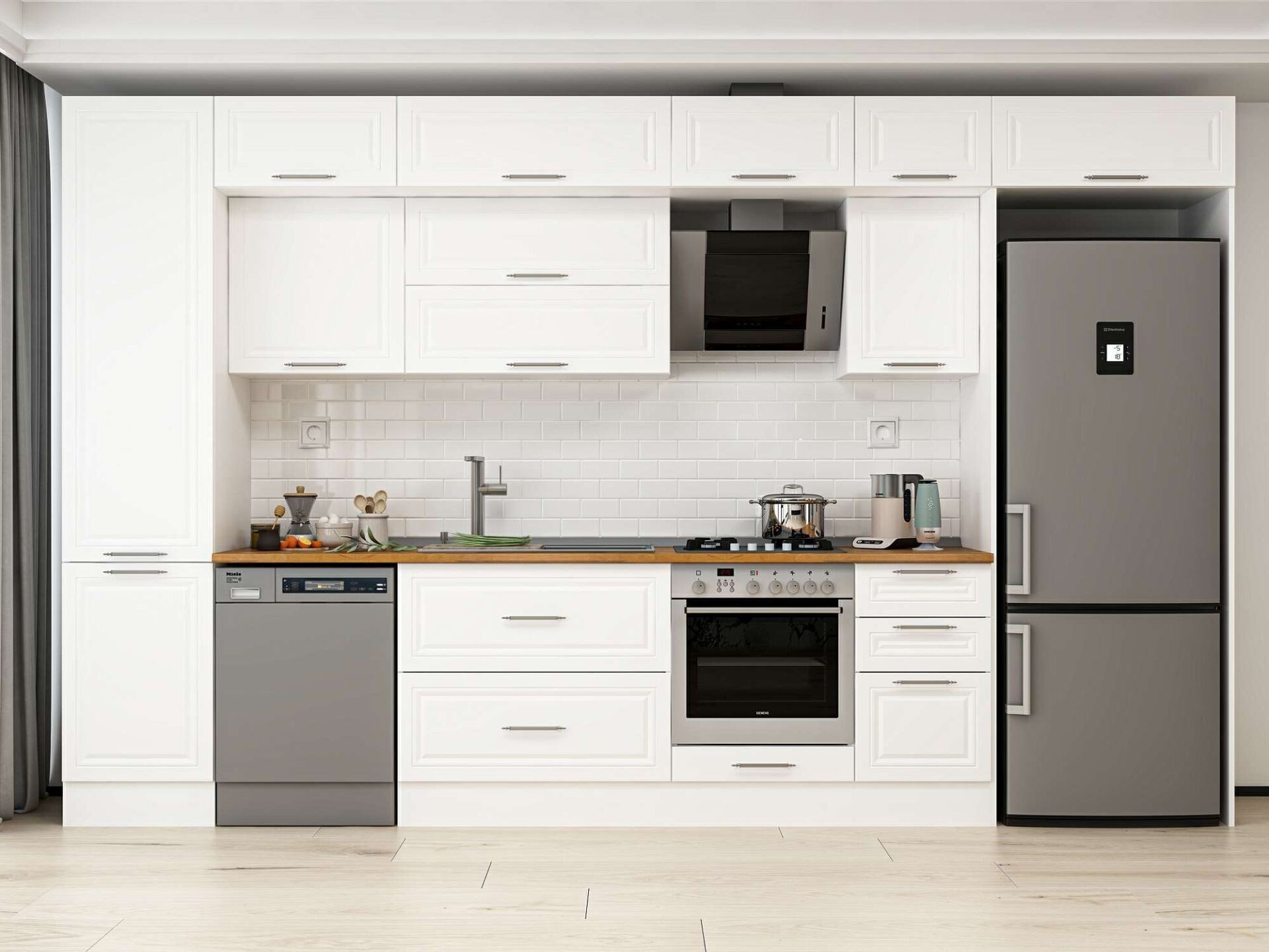 Alvinka 385X240 Cm Klasik Mebran Mutfak Dolabı Mbb-E90B50S45-2