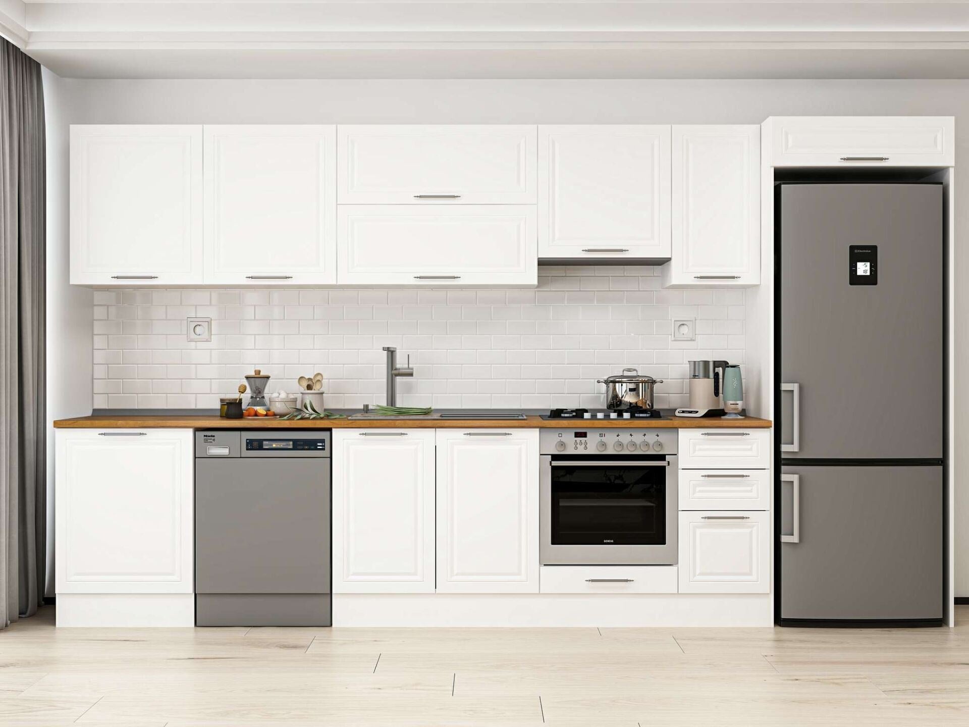 Alvinka 390X222 Cm Klasik Mebran Mutfak Dolabı Mb-E90S60S40-1