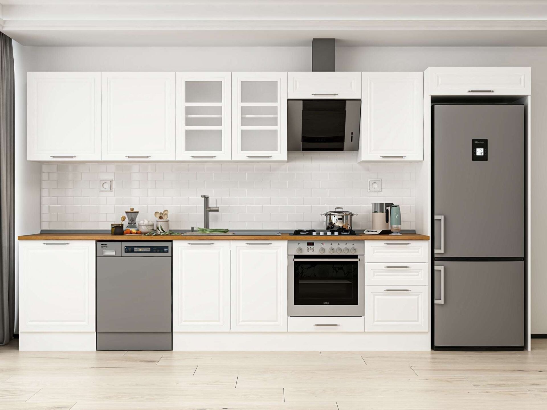 Alvinka 390X222 Cm Klasik Mebran Mutfak Dolabı Mb-E80S60S50-3