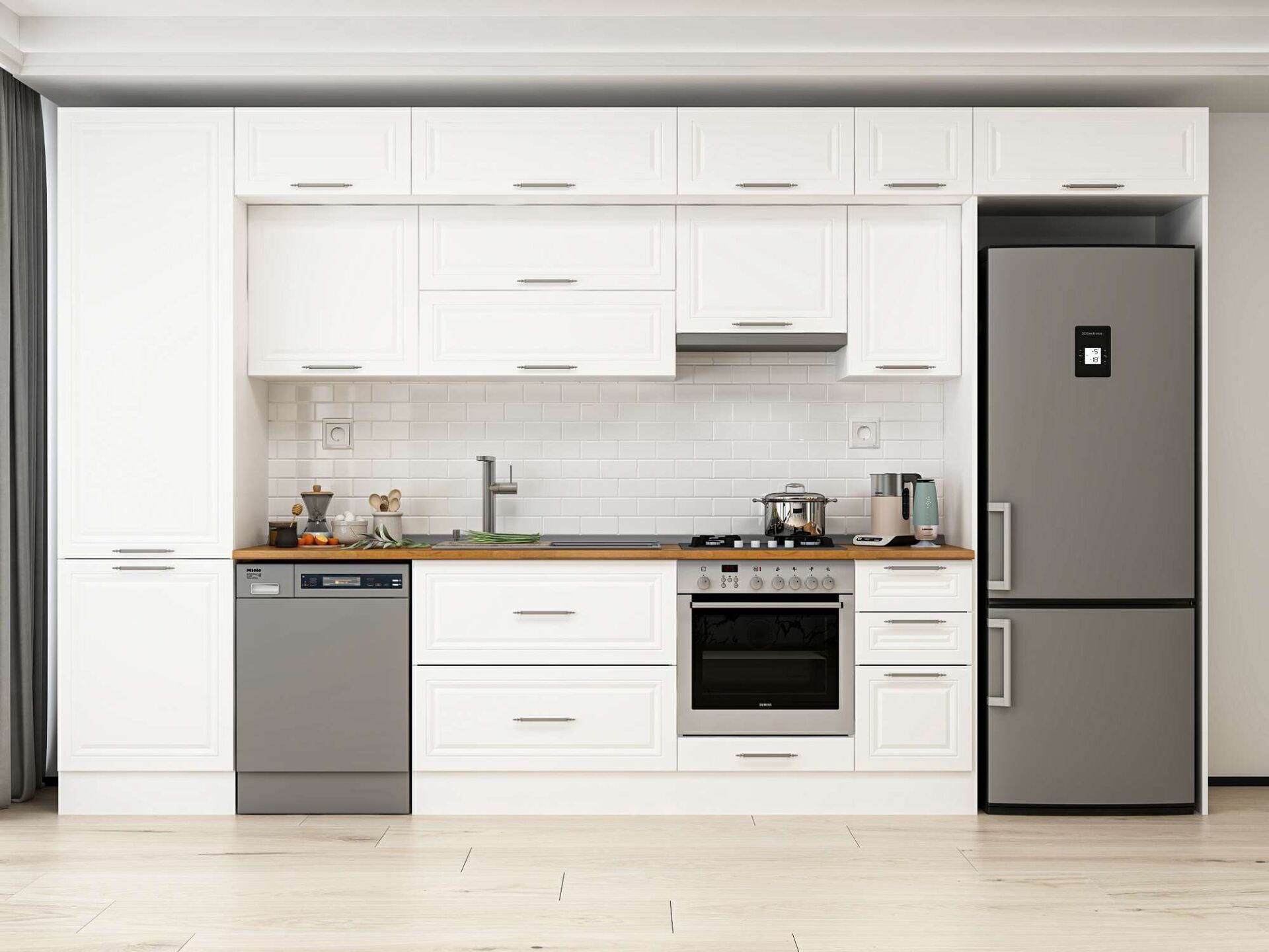 Alvinka 390X240 Cm Klasik Mebran Mutfak Dolabı Mbb-E90B60S40-1