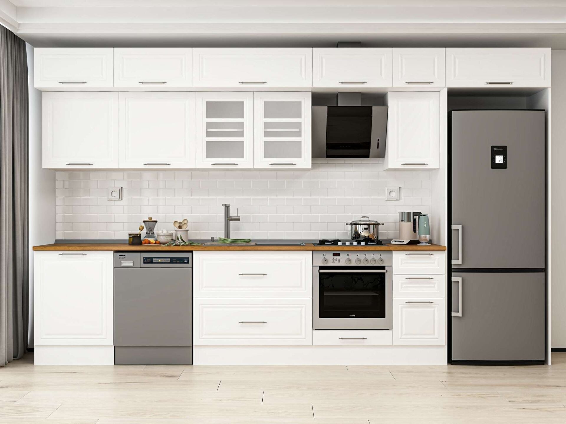 Alvinka 390X240 Cm Klasik Mebran Mutfak Dolabı Mb-E90S60S40-3