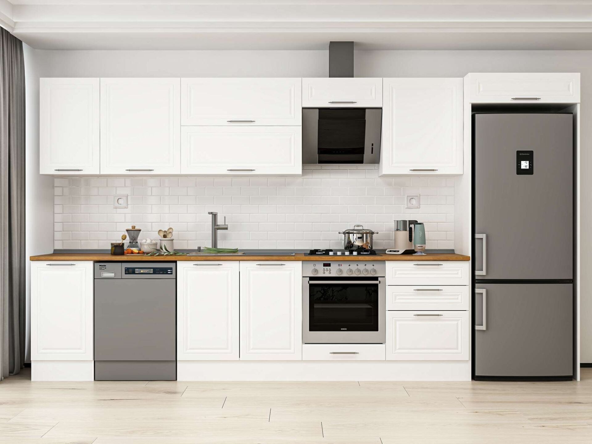 Alvinka 395X222 Cm Klasik Mebran Mutfak Dolabı Mb-E90S45S60-2