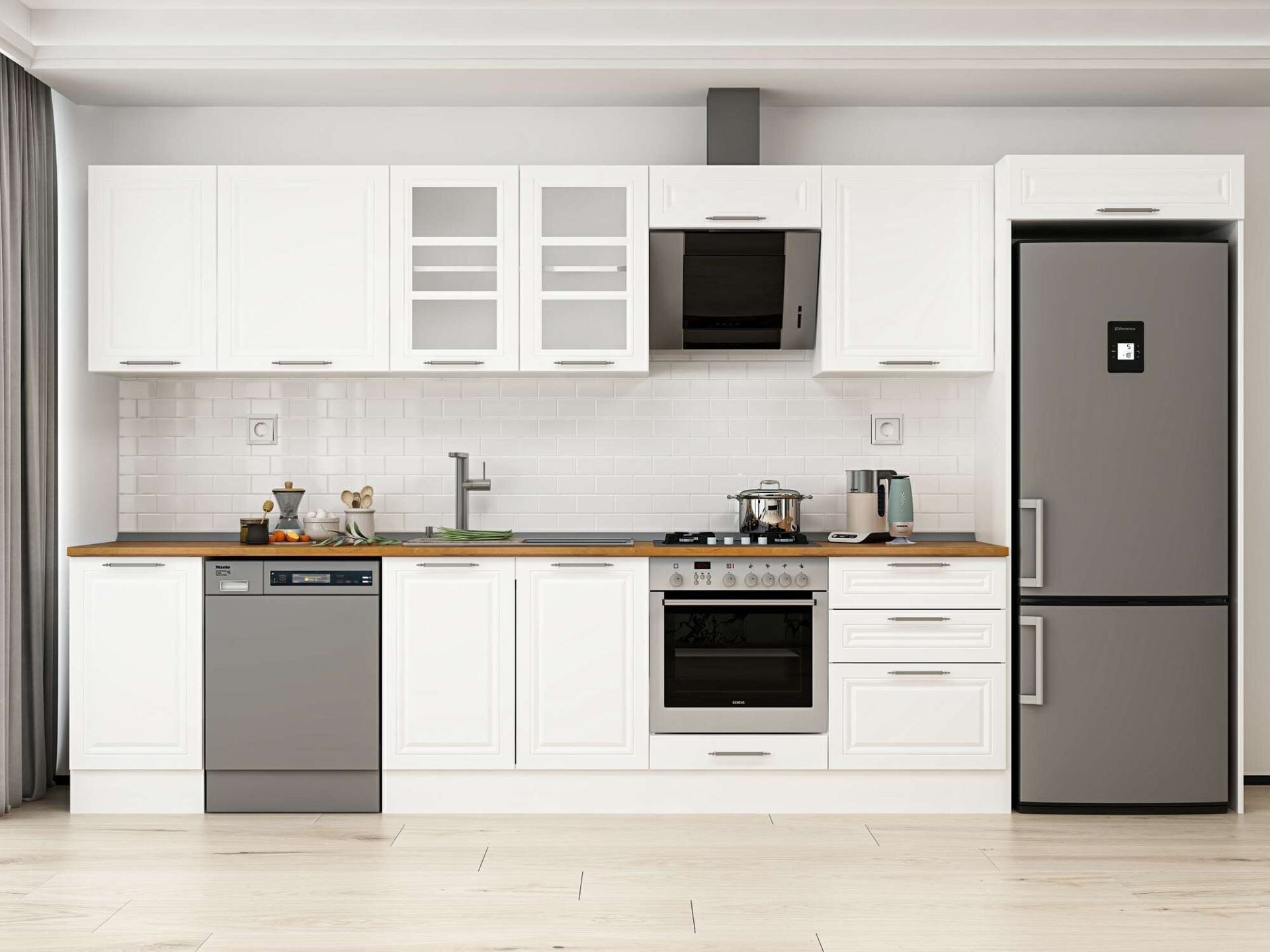 Alvinka 395X222 Cm Klasik Mebran Mutfak Dolabı Mb-E90S45S60-3