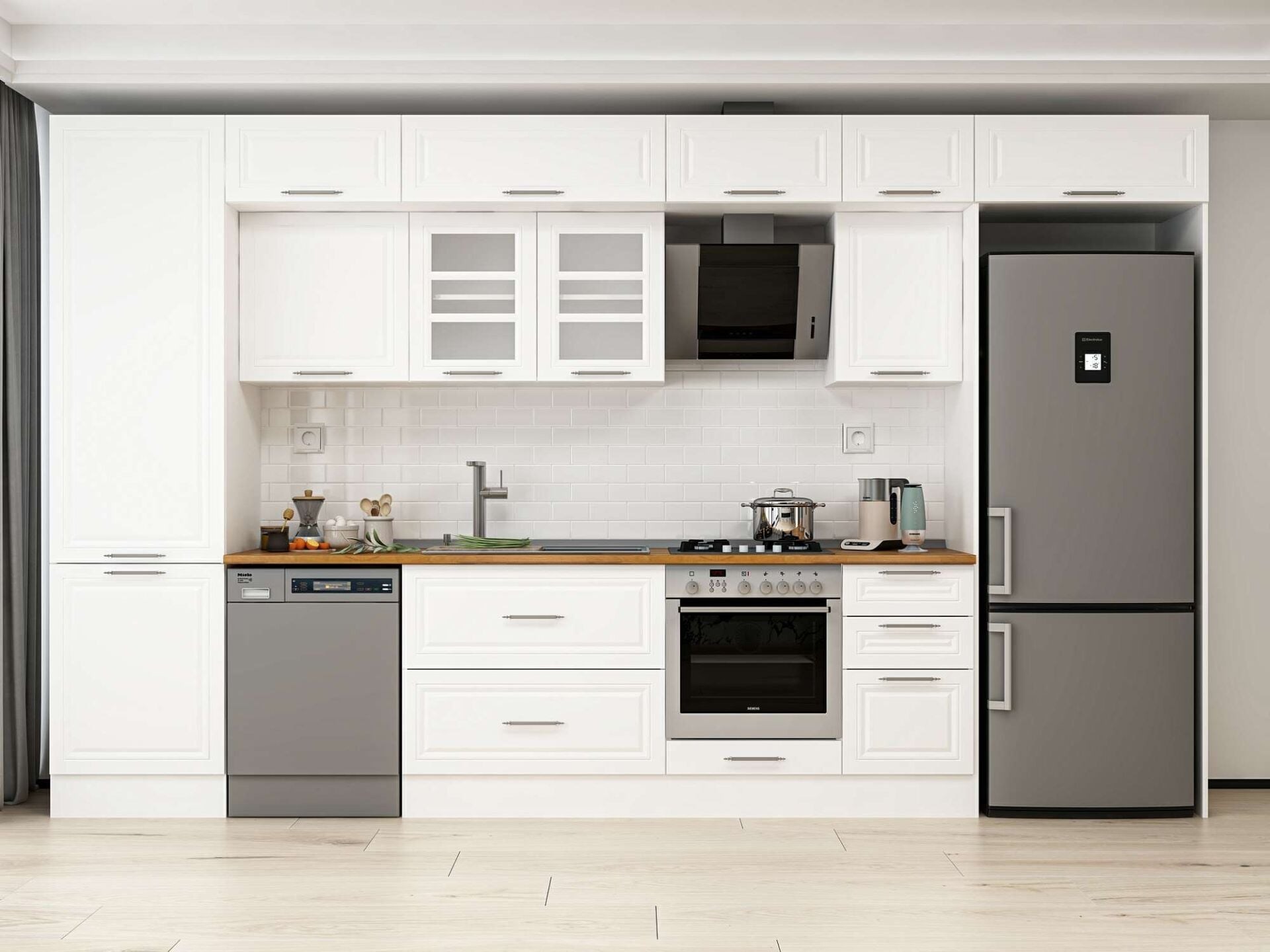 Alvinka 395X240 Cm Klasik Mebran Mutfak Dolabı Mbb-E90B60S45-3