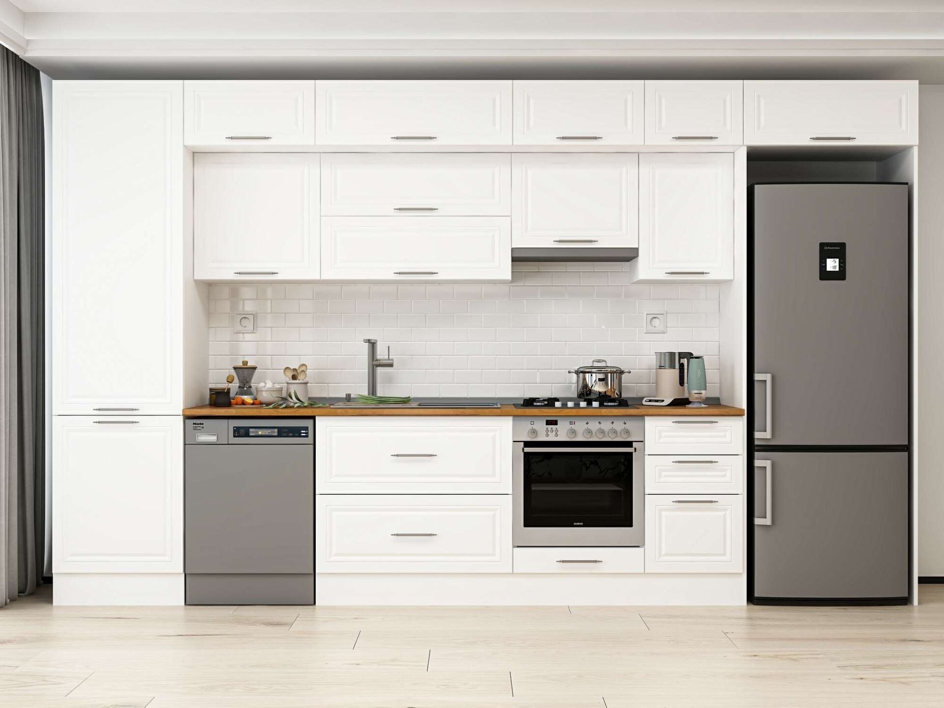 Alvinka 395X240 Cm Klasik Mebran Mutfak Dolabı Mbb-E90B60S45-1