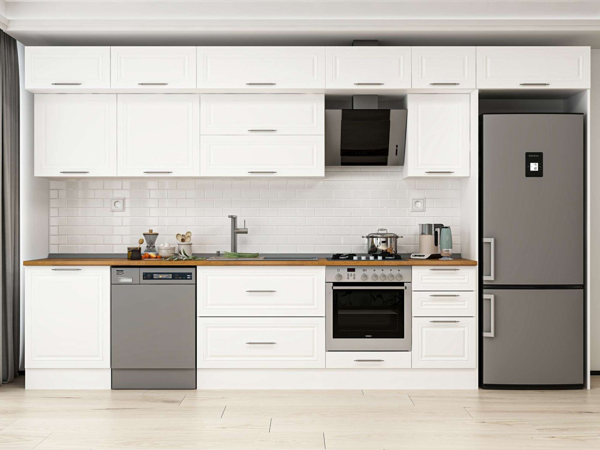 Alvinka 395X240 Cm Klasik Mebran Mutfak Dolabı Mb-E90S60S45-2
