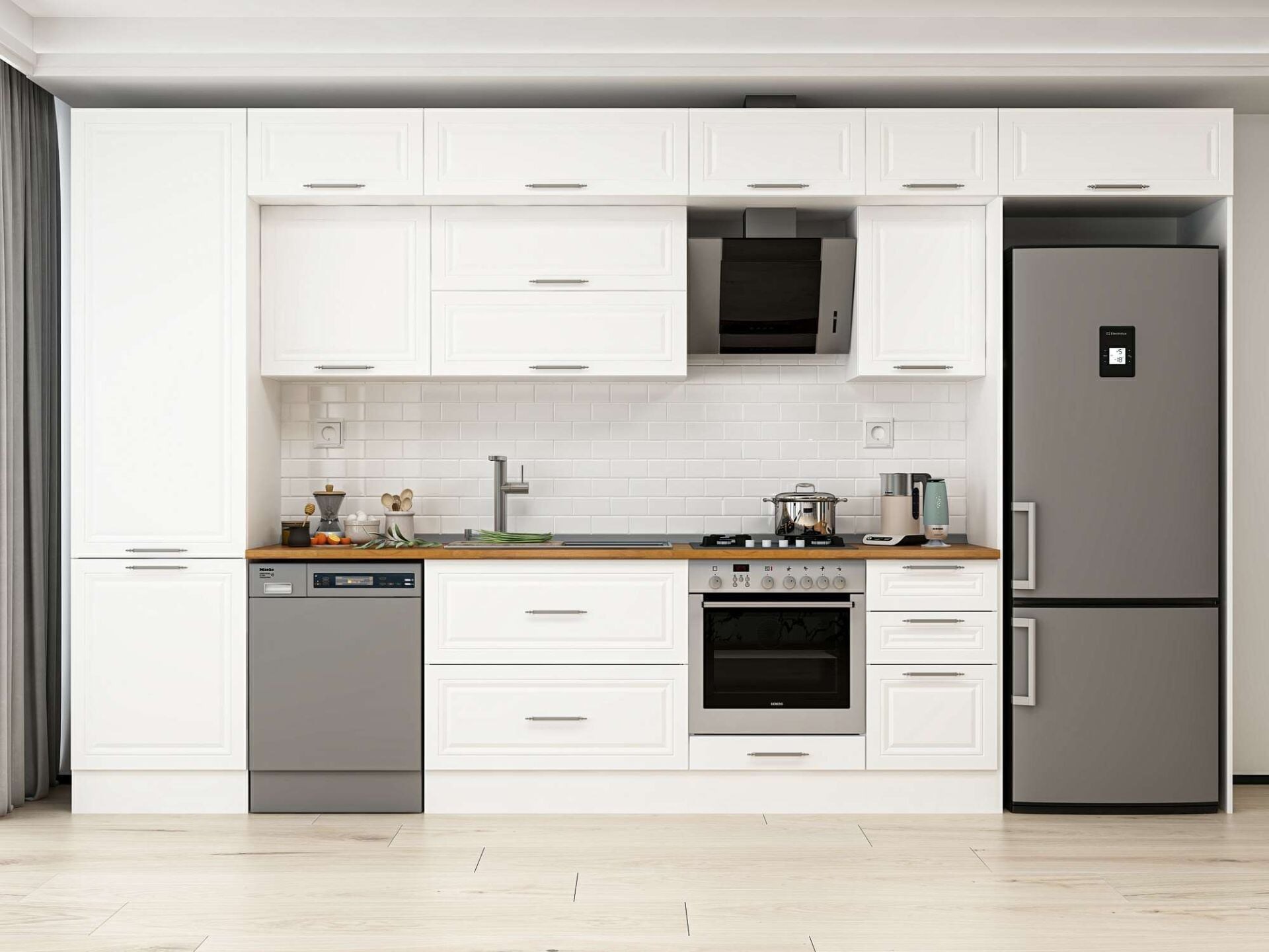 Alvinka 395X240 Cm Klasik Mebran Mutfak Dolabı Mbb-E90B60S45-2