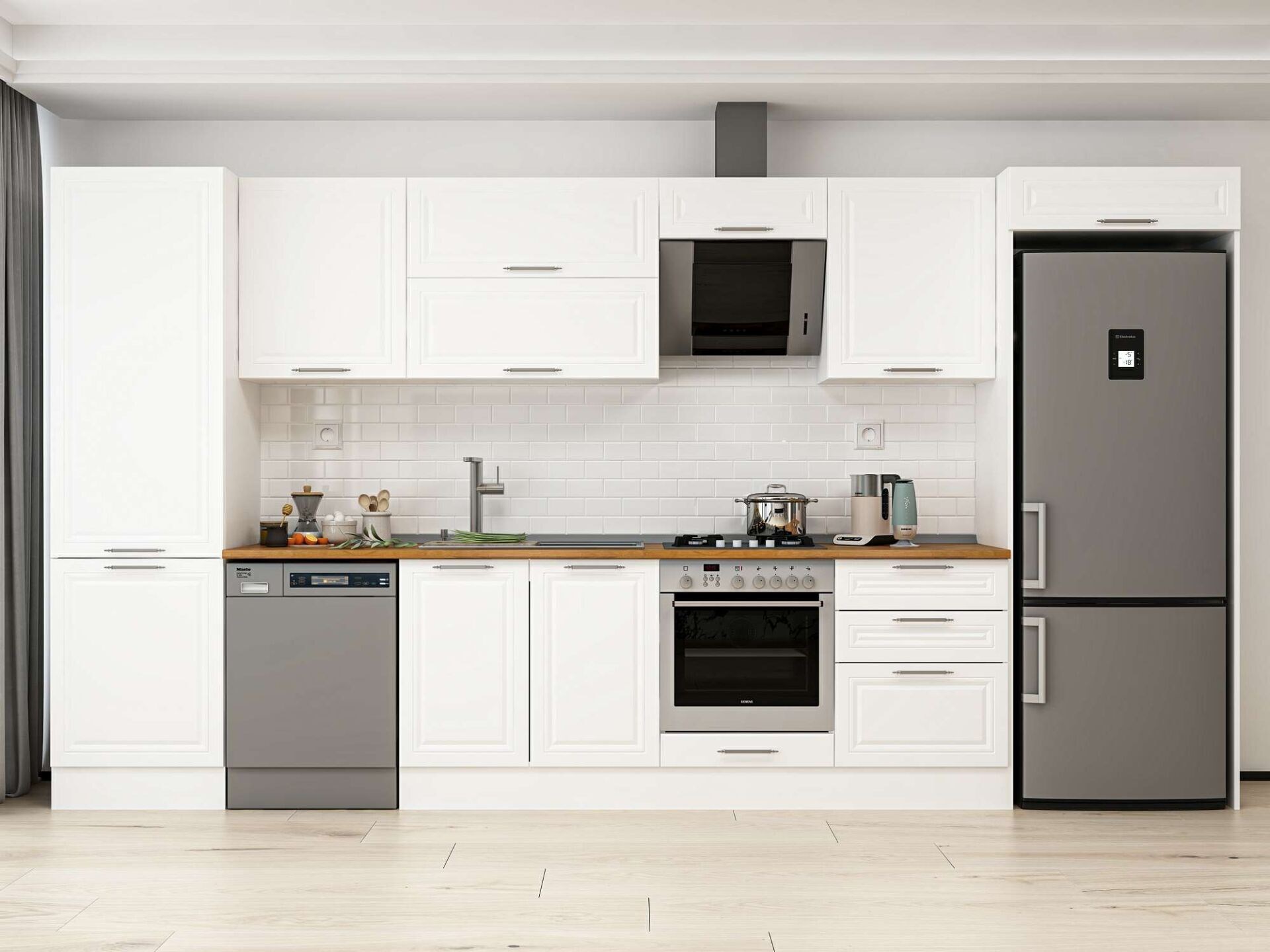 Alvinka 400X222 Cm Klasik Mebran Mutfak Dolabı Mbb-E80B60S60-2