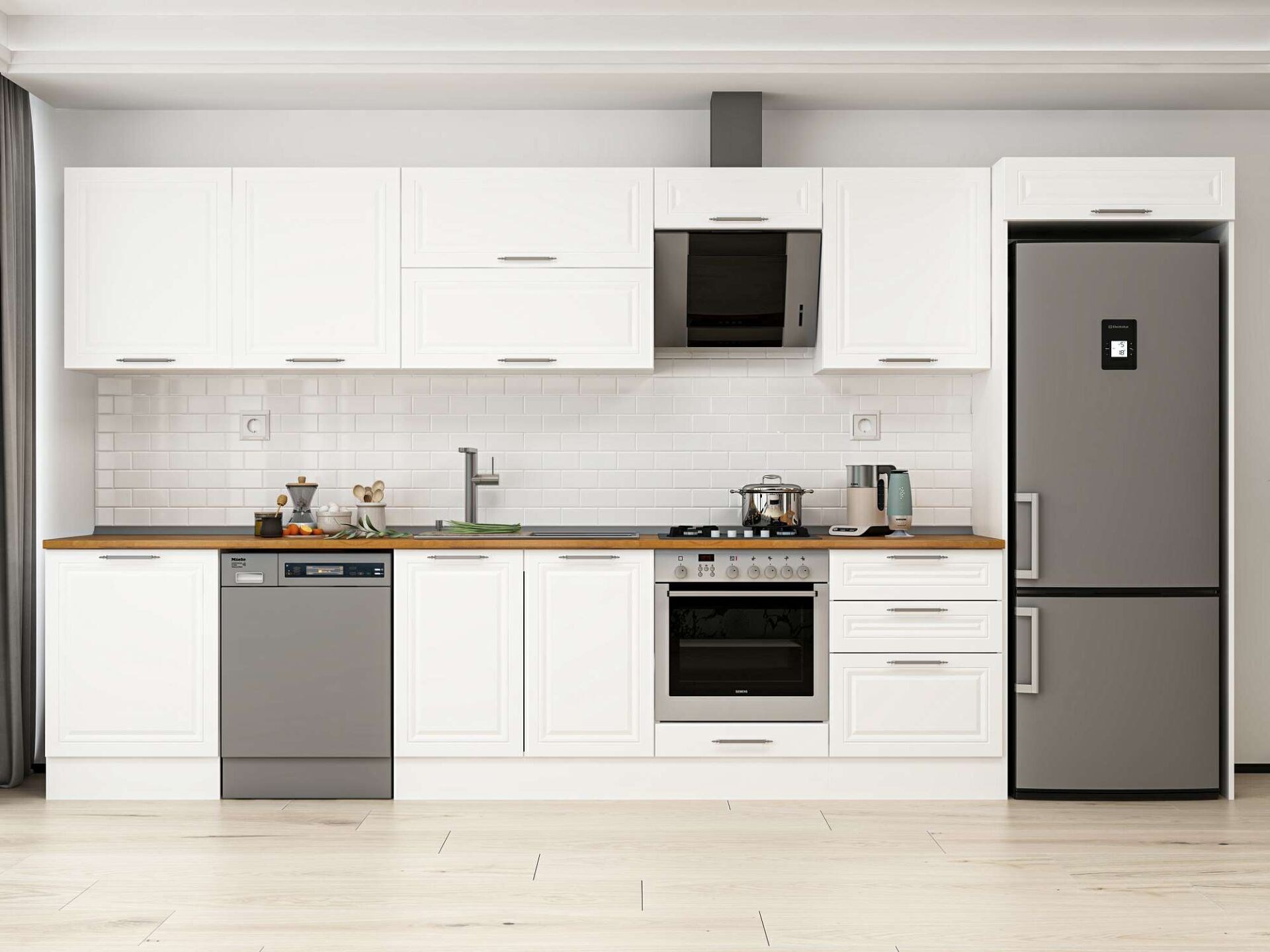 Alvinka 400X222 Cm Klasik Mebran Mutfak Dolabı Mb-E80S60S60-2