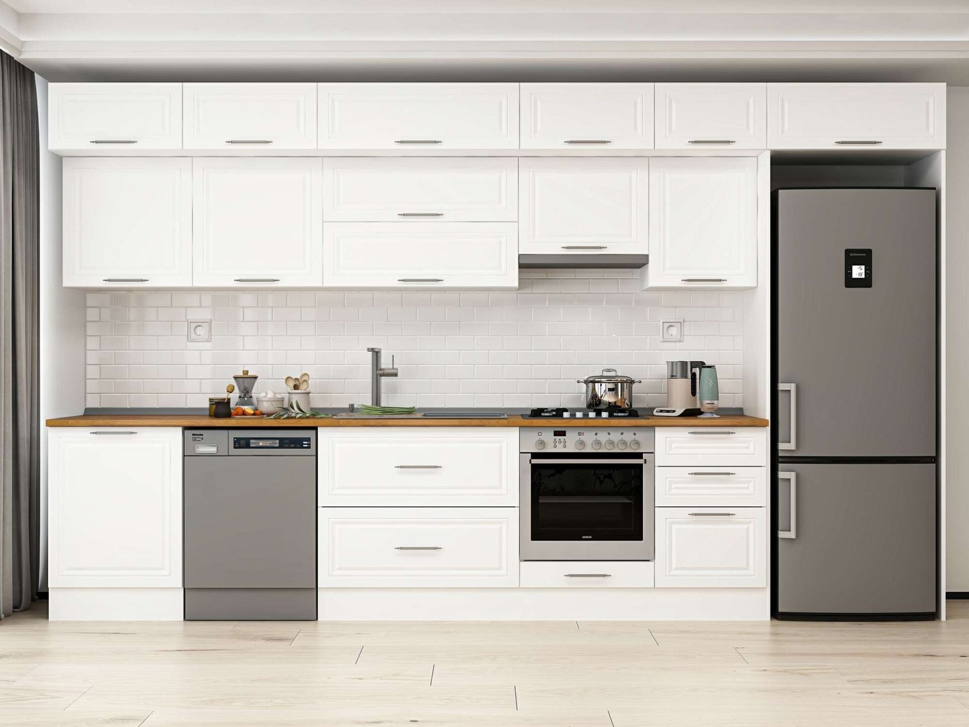 Alvinka 400X240 Cm Klasik Mebran Mutfak Dolabı Mb-E90S60S50-1