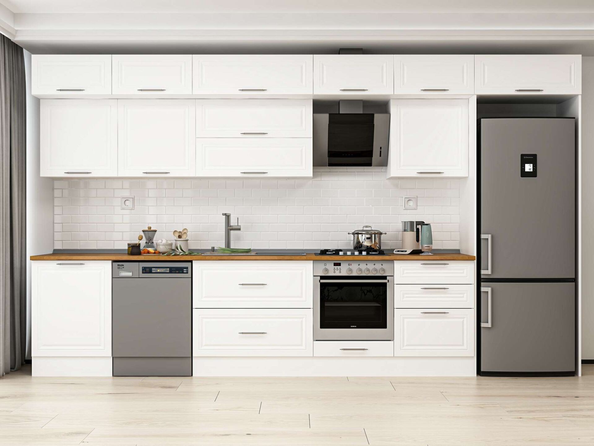 Alvinka 400X240 Cm Klasik Mebran Mutfak Dolabı Mb-E80S60S60-2