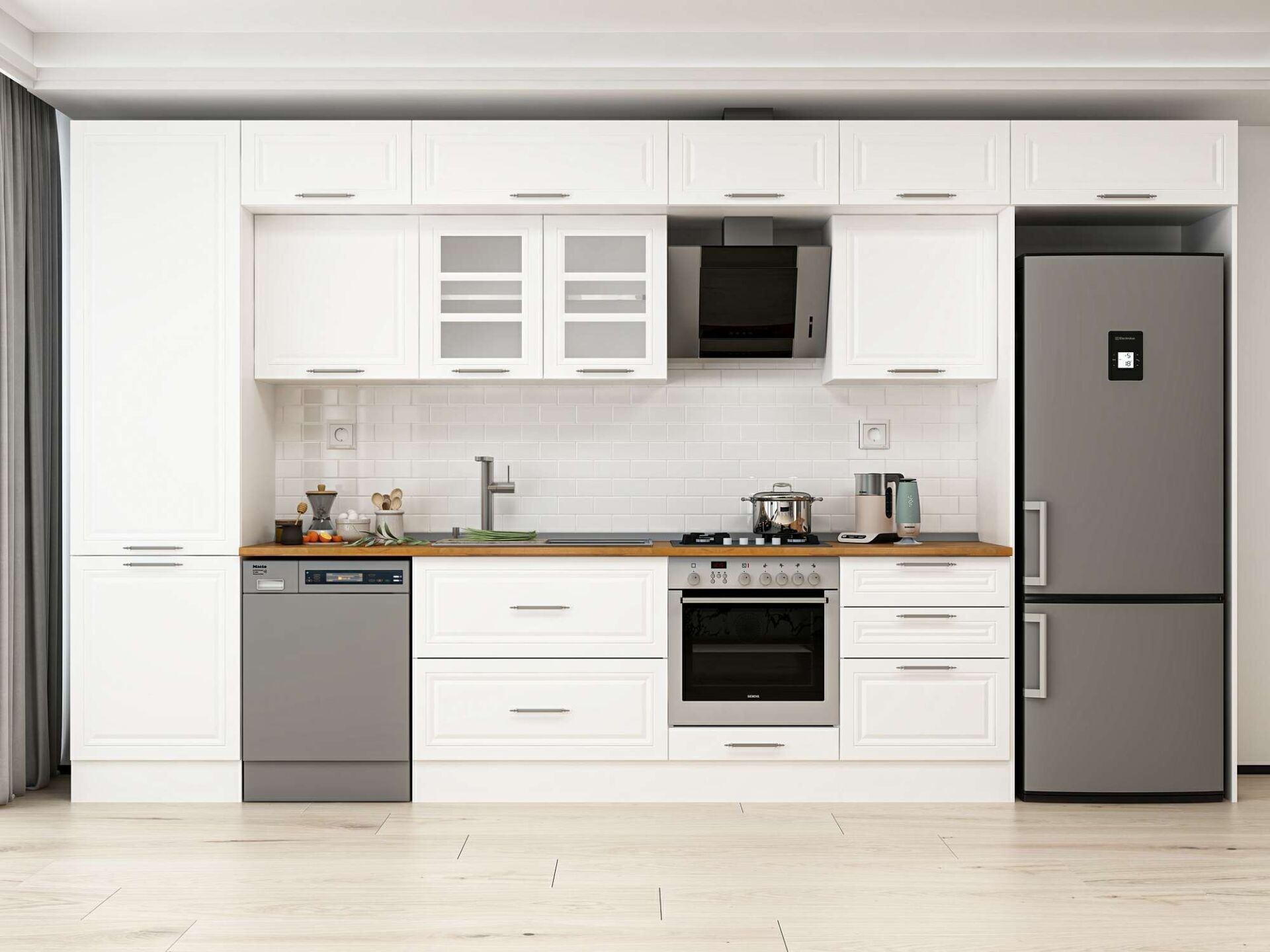 Alvinka 400X240 Cm Klasik Mebran Mutfak Dolabı Mbb-E80B60S60-3