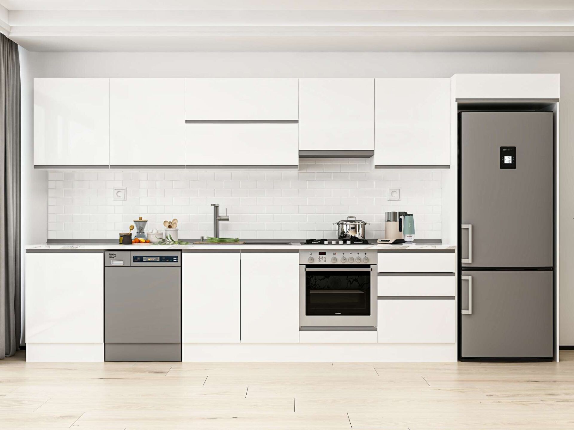 Alvinka 410X222 Cm High Gloss Mutfak Dolabı Mb-E90S60S60-1