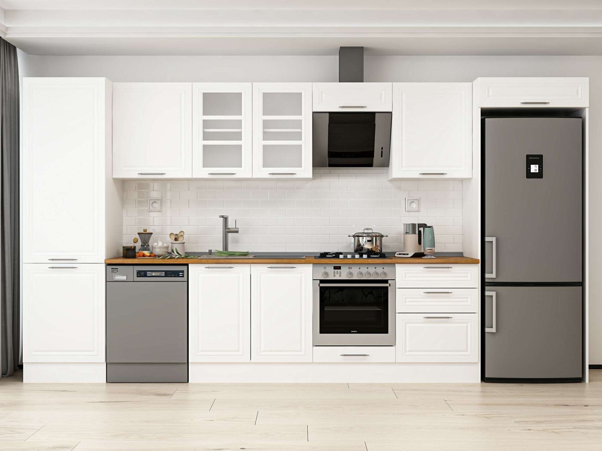 Alvinka 410X222 Cm Klasik Mebran Mutfak Dolabı Mbb-E90B60S60-3