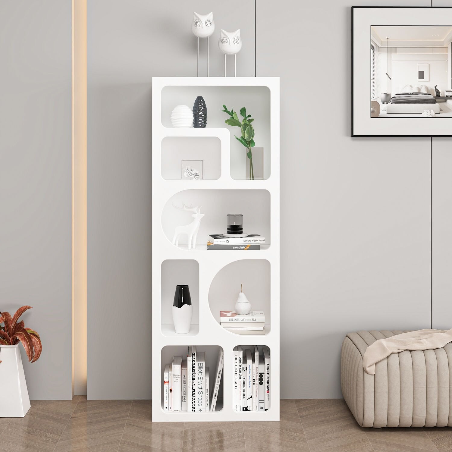 Bohem Kitaplık 135 Cm Mebran - Beyaz