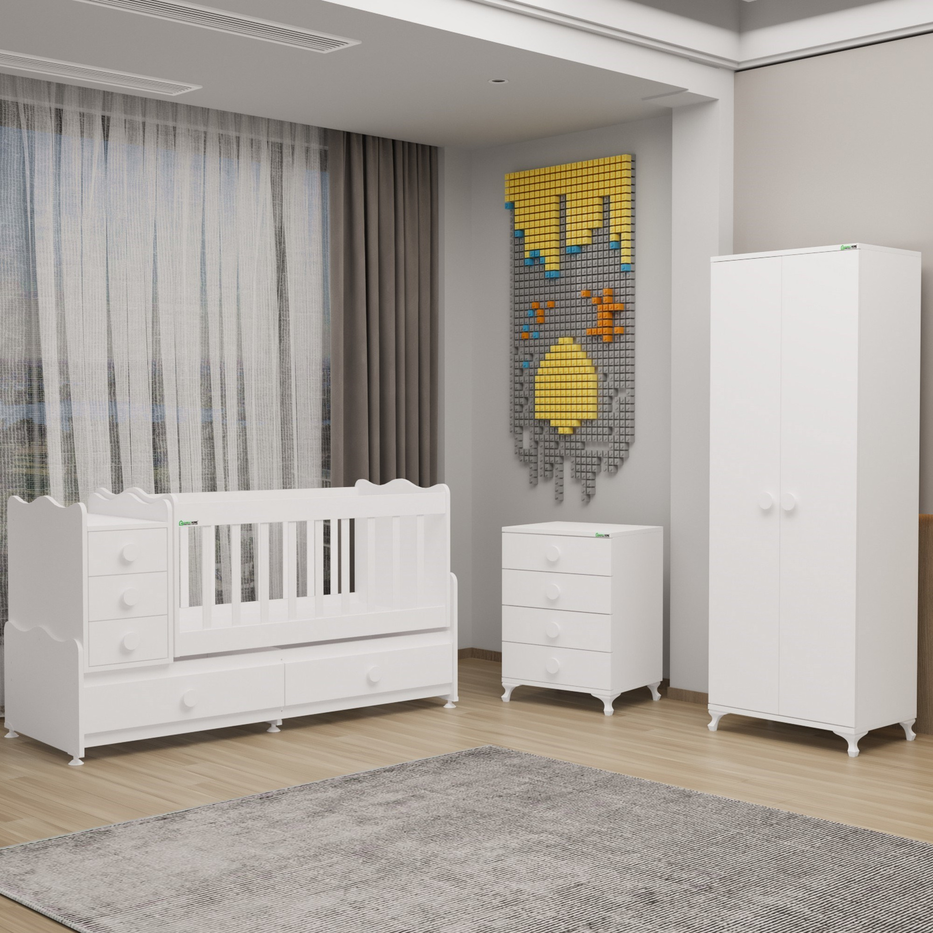 Garaj Home Melina Bebek Odası Yıldız 2 Kapaklı - Beyaz