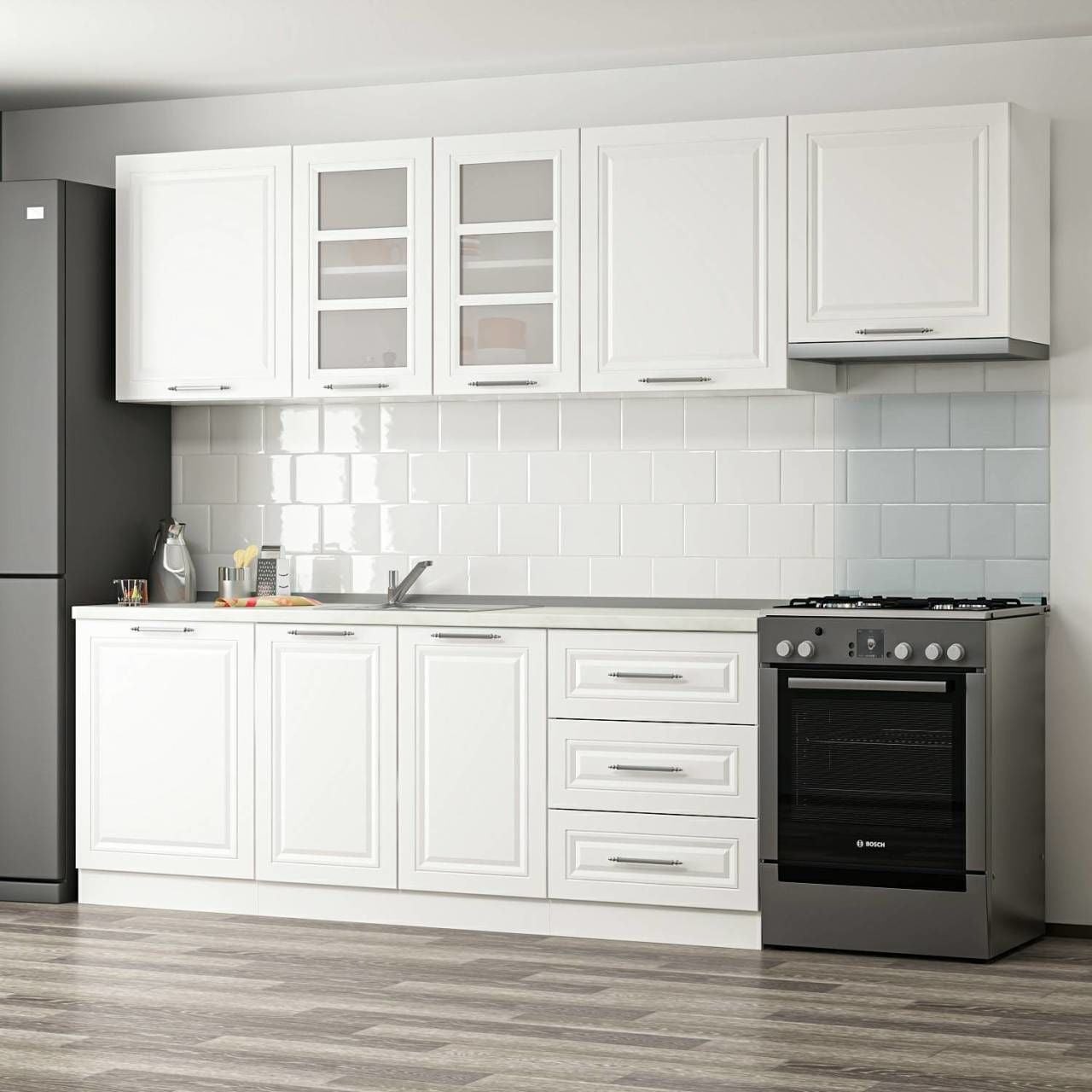 Mi̇nar 270 Cm Mebran C Mutfak Dolabi Beyaz 270-mcb2