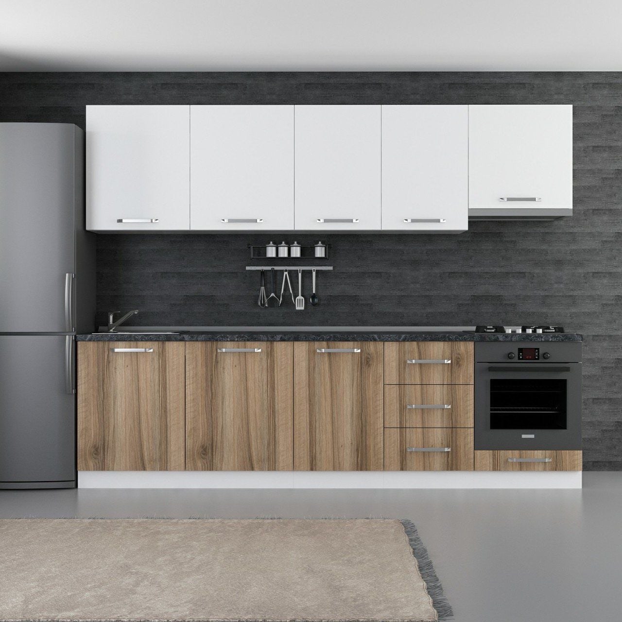 Minar 280 Cm Mutfak Dolabı Beyaz Dore 280-D5