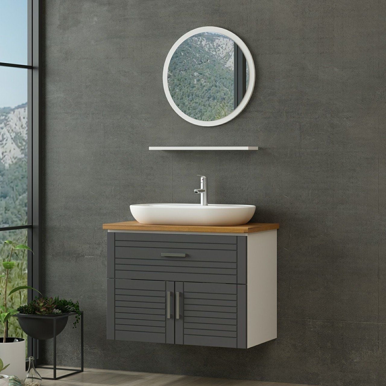 Minar Banyo Dolabı 100Cm As2K1Ç+1Ya1R+Tzg Beyaz