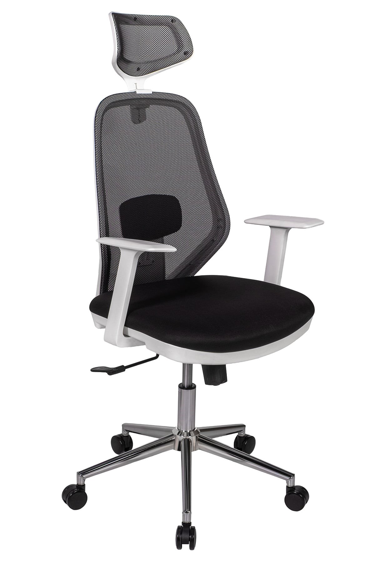 Ofisbazaar Dali Beyaz Fileli Yönetici Koltuğu | Ergonomik Başlıklı Ofis Koltuğu Siyah Fileli