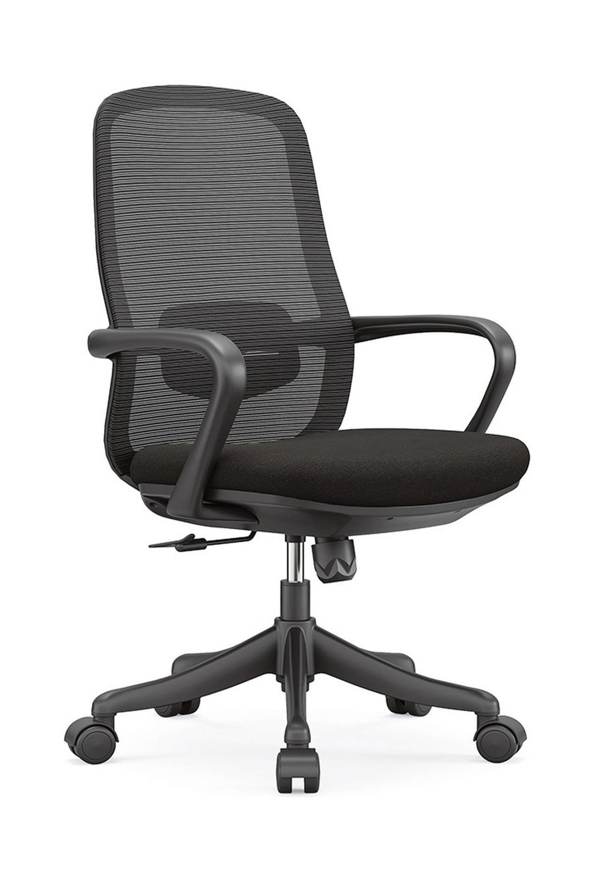 Ofisbazaar Lavander Fileli Çalışma Koltuğu | Ergonomik Şef Ve Toplantı Koltuğu Siyah