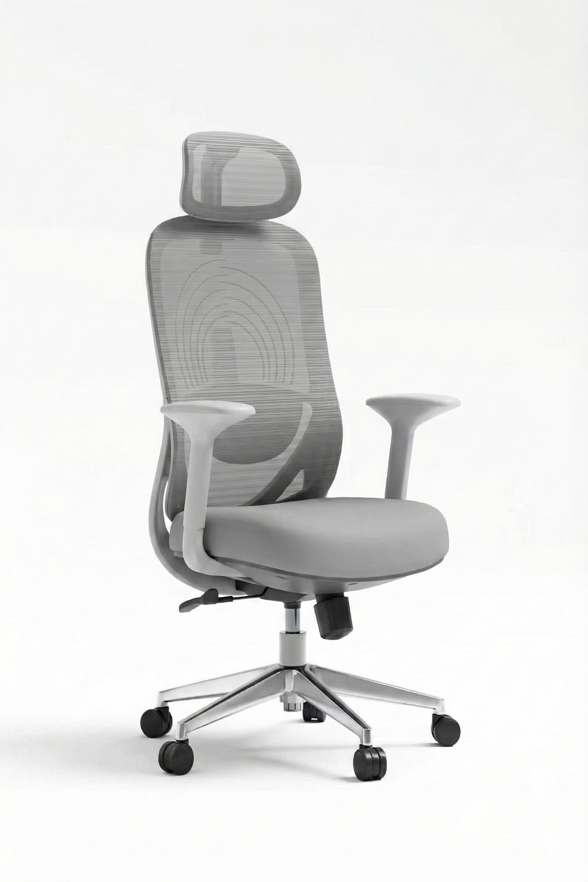 Ofisbazaar Lizbon Pro Ergonomik Mesh Yönetici Koltuğu – Ayarlanabilir Başlıklı Gri