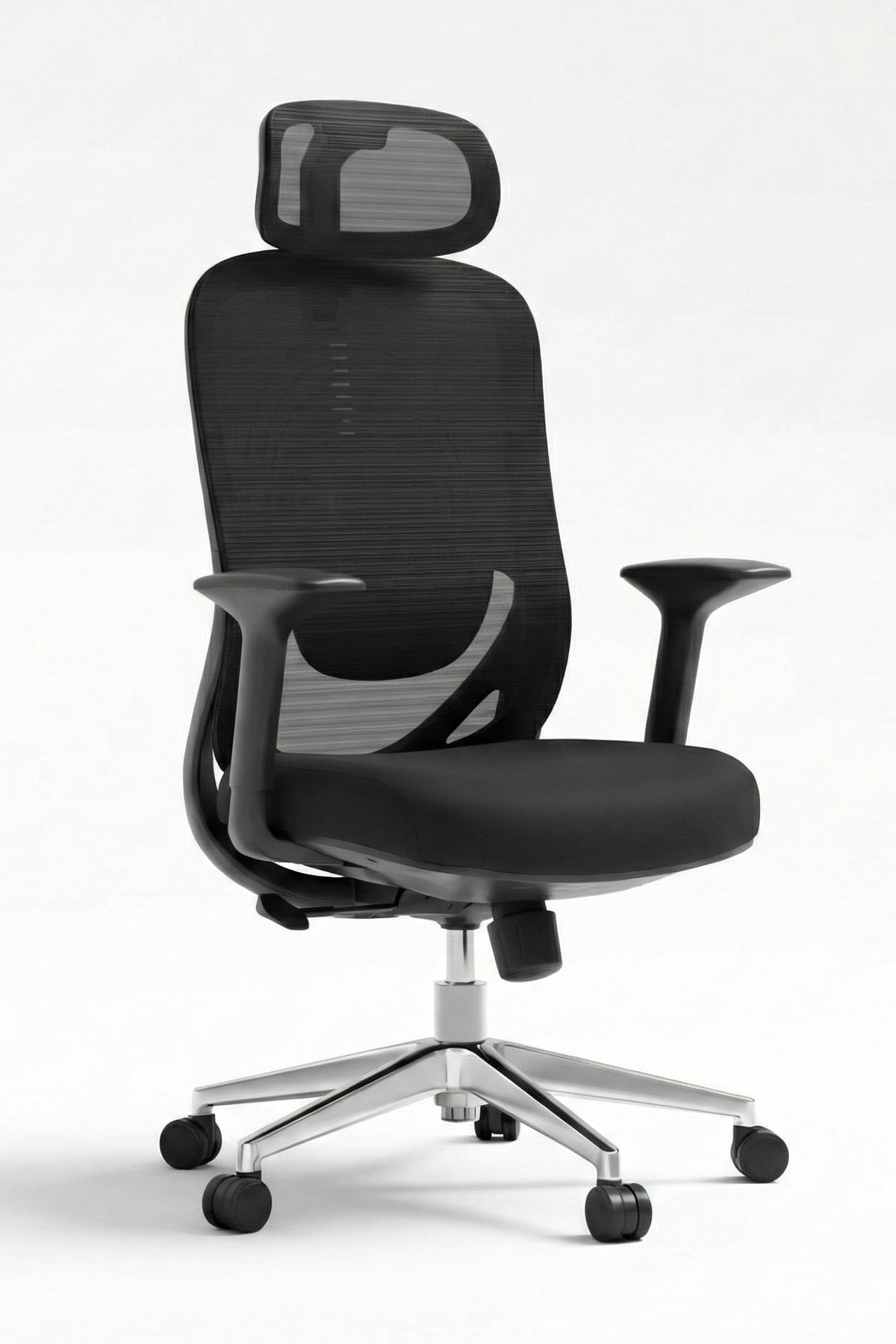 Ofisbazaar Lizbon Pro Ergonomik Mesh Yönetici Koltuğu – Ayarlanabilir Başlıklı Siyah