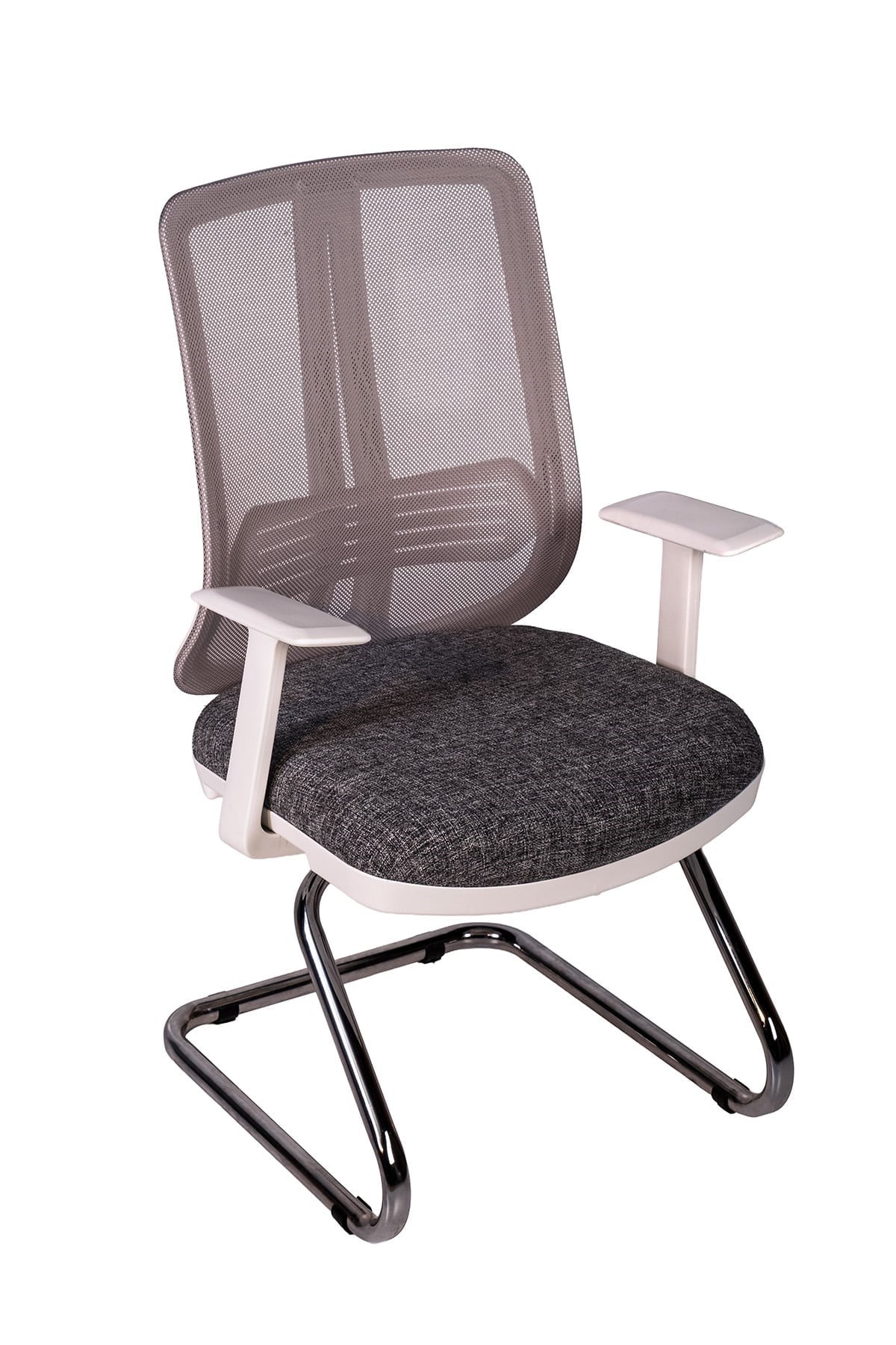 Ofisbazaar UP Beyaz Fileli Misafir Koltuğu | Ergonomik Toplantı Ve Bekleme Koltuğu Desenli Gri