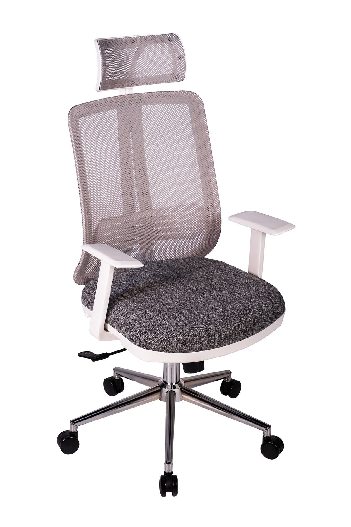 Ofisbazaar UP Beyaz Fileli Yönetici Koltuğu | Ergonomik Başlıklı Ofis Koltuğu Desenli Gri