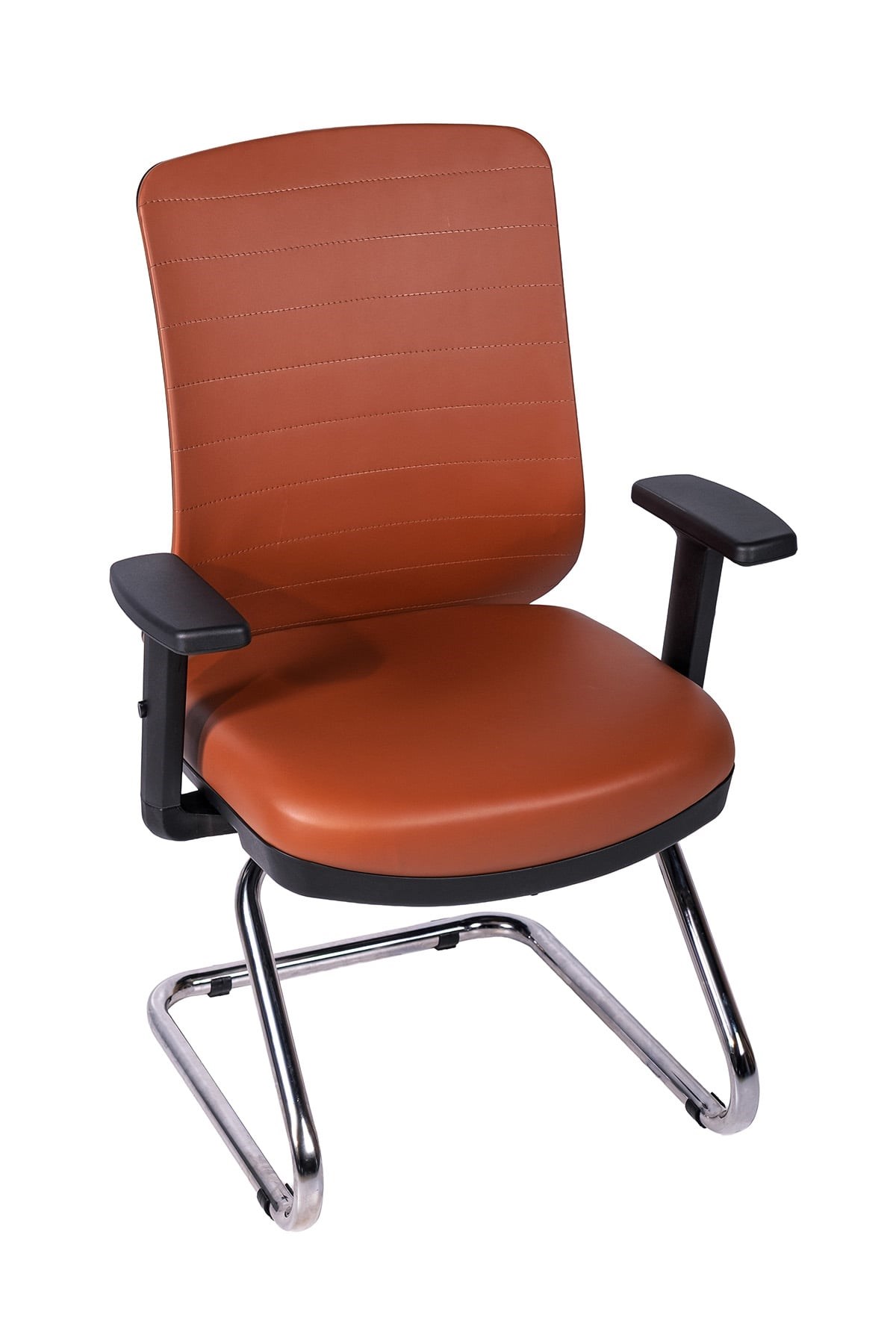 Ofisbazaar UP Deri Misafir Koltuğu | Ergonomik Toplantı Ve Bekleme Koltuğu Martin09 Kahverengi Deri